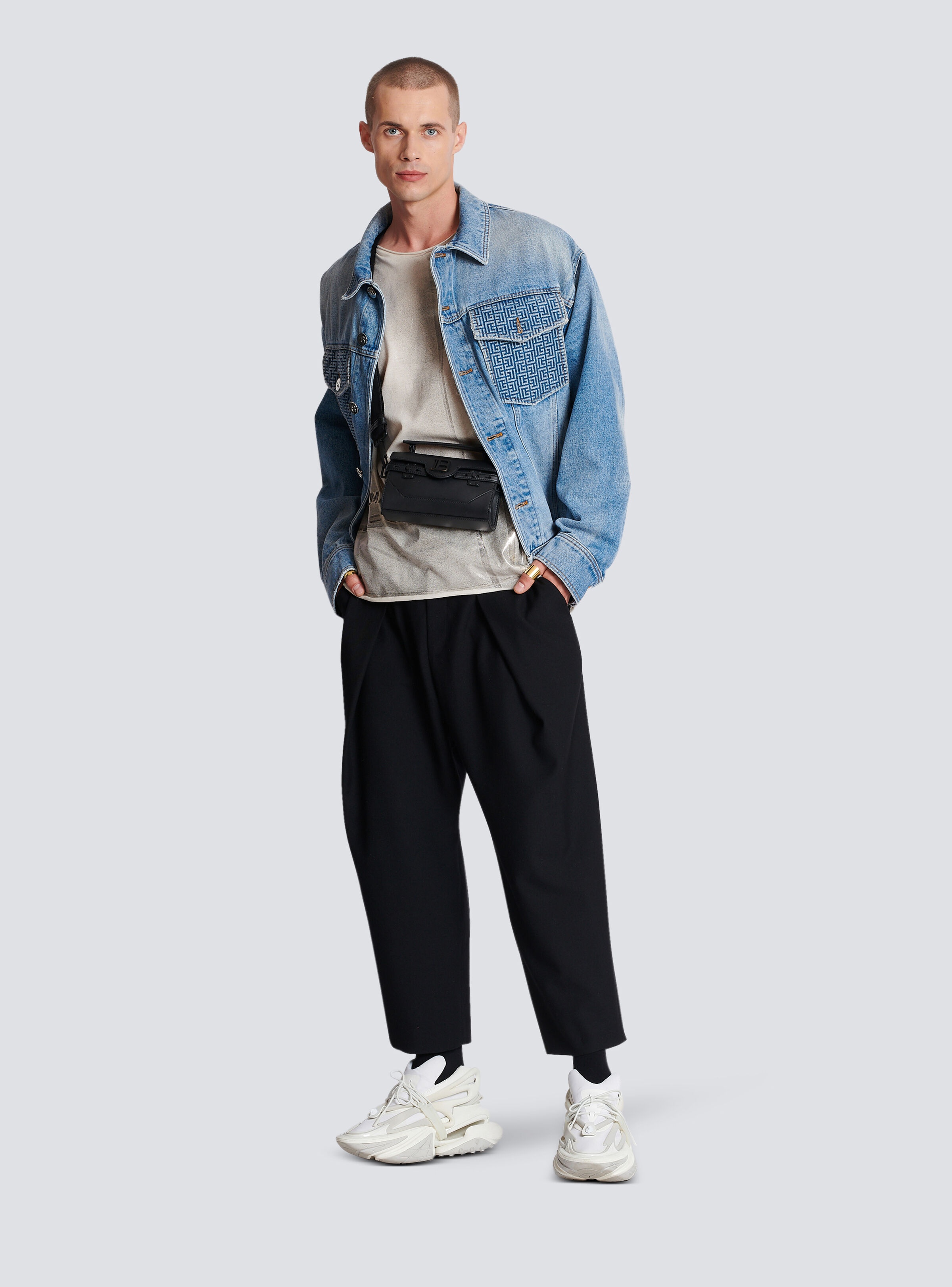 Denim jacket with Balmain logo - 2