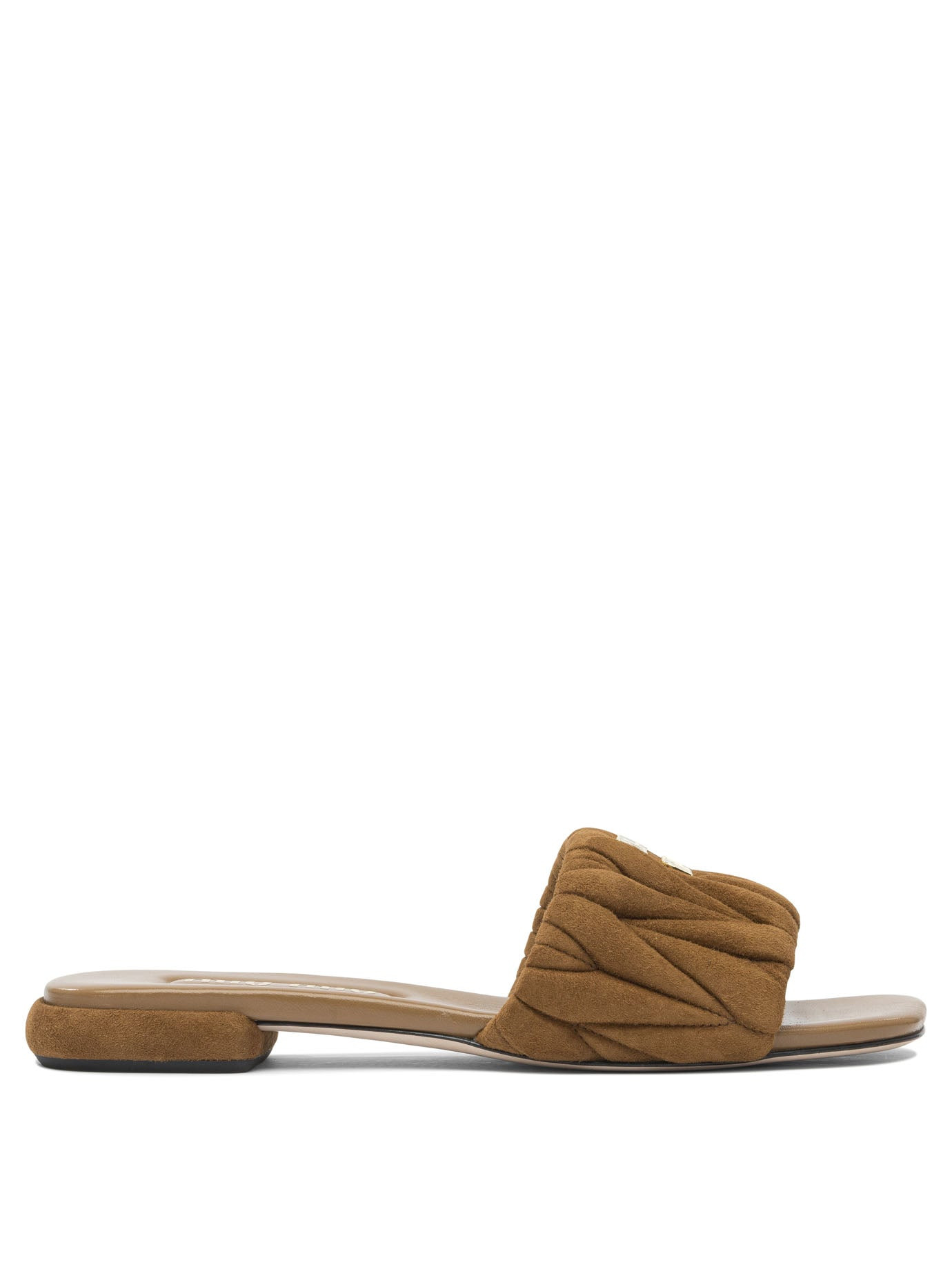 Miu Miu Matelassé Suede Sandals - 1