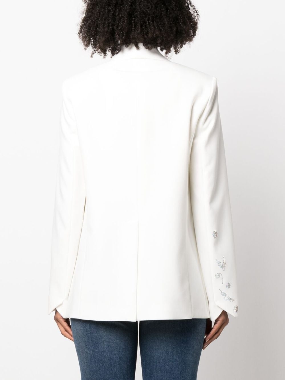 rhinestone-embellished shawl-lapel blazer - 4