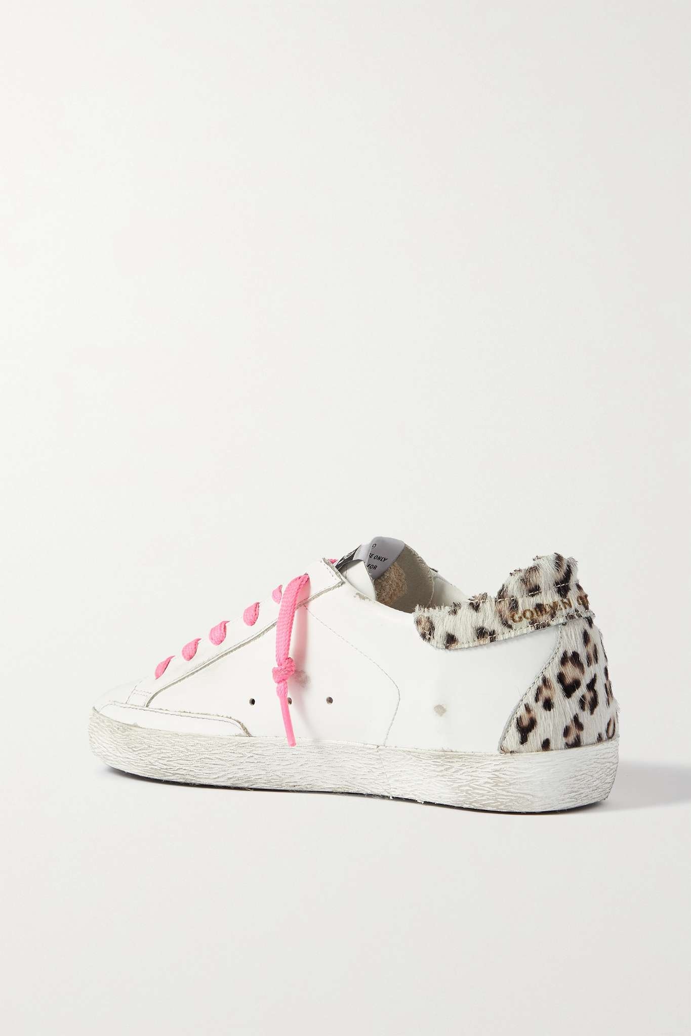 Superstar distressed glittered leopard-print leather sneakers - 3