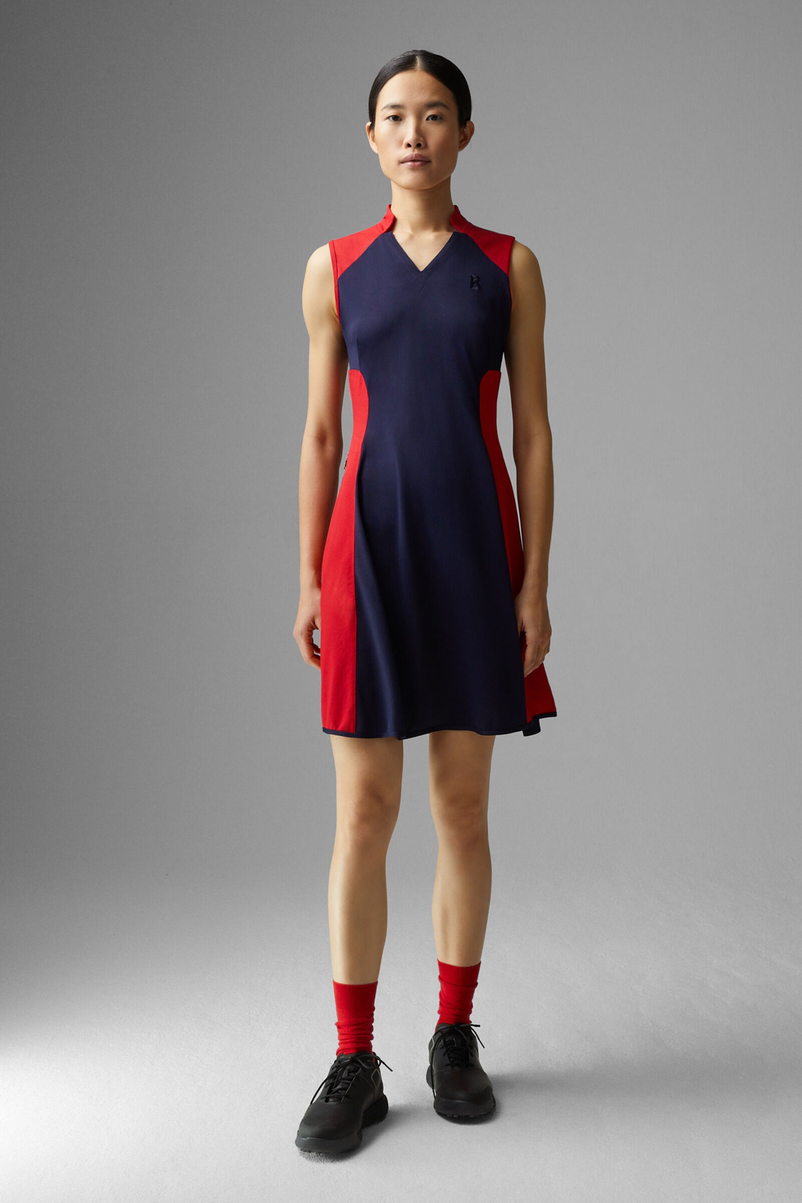 Carlotta Functional polo dress in Dark blue/Red - 2