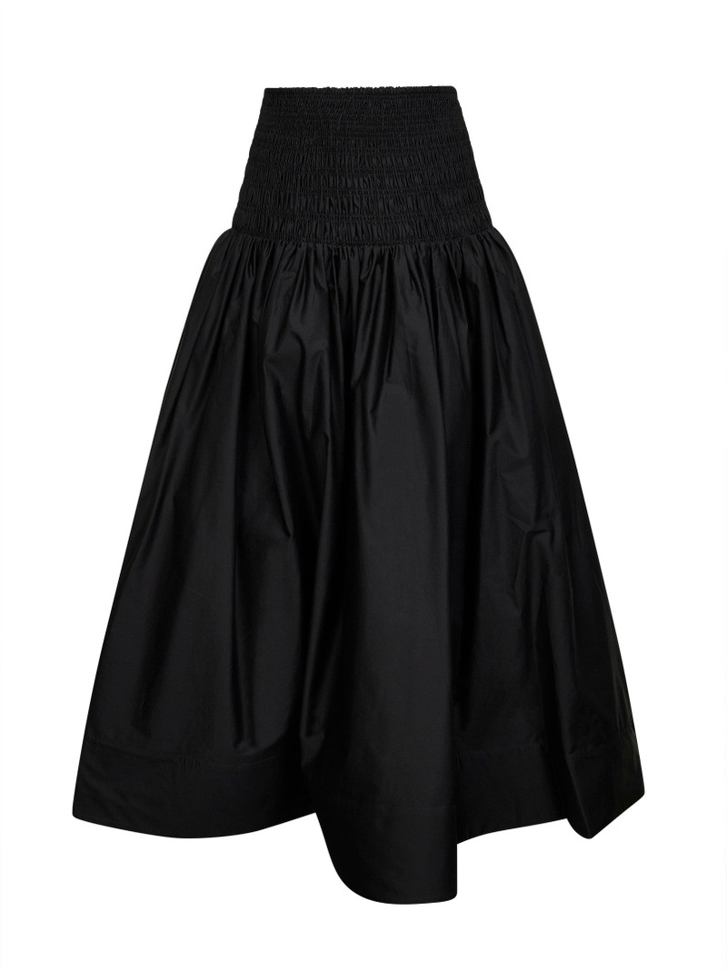 self-portrait Black cotton poplin midi skirt outlook