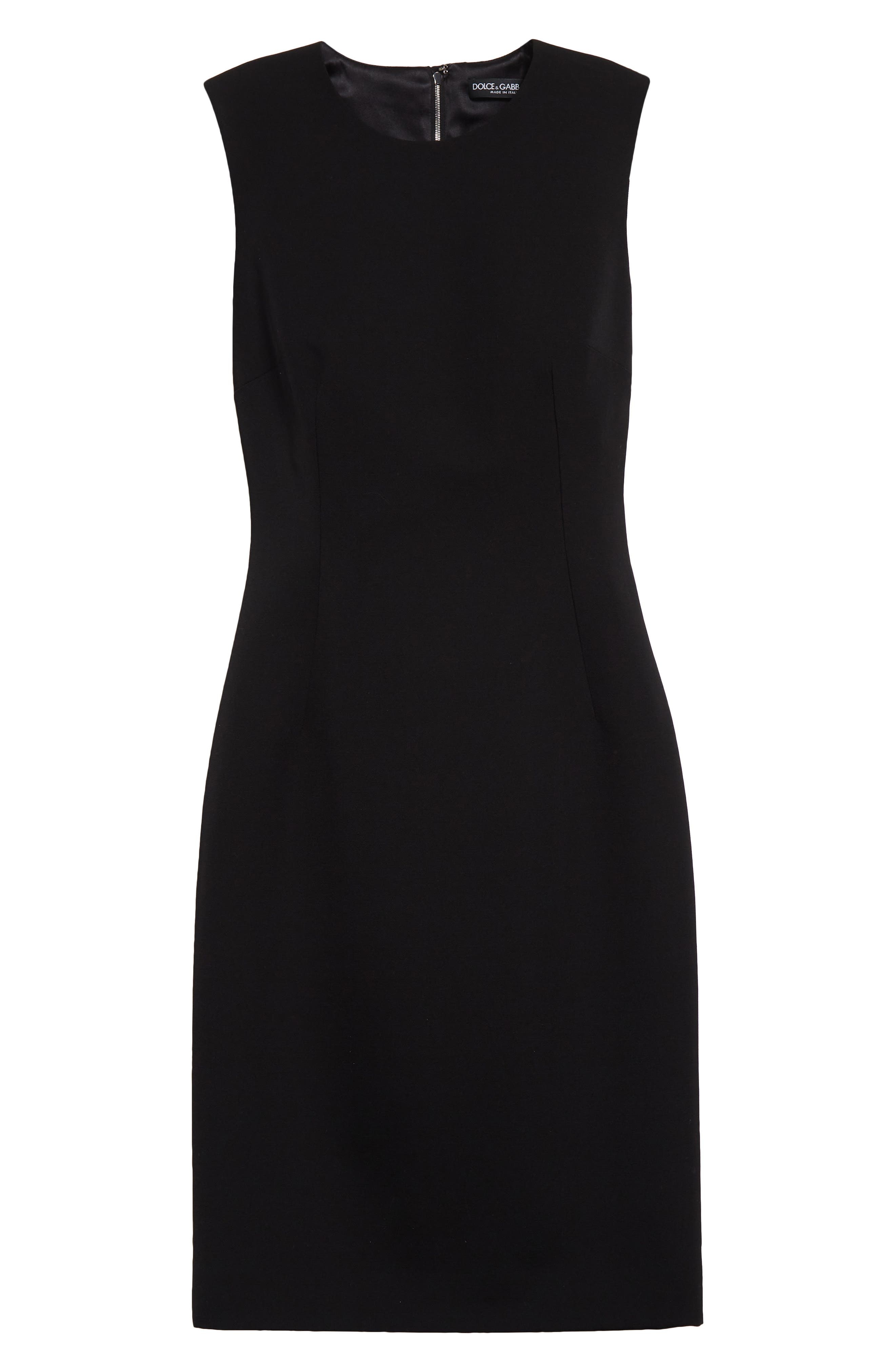 Dolce&Gabbana Lana Sleeveless Virgin Wool Sheath Dress in N0000 Nero at Nordstrom - 5