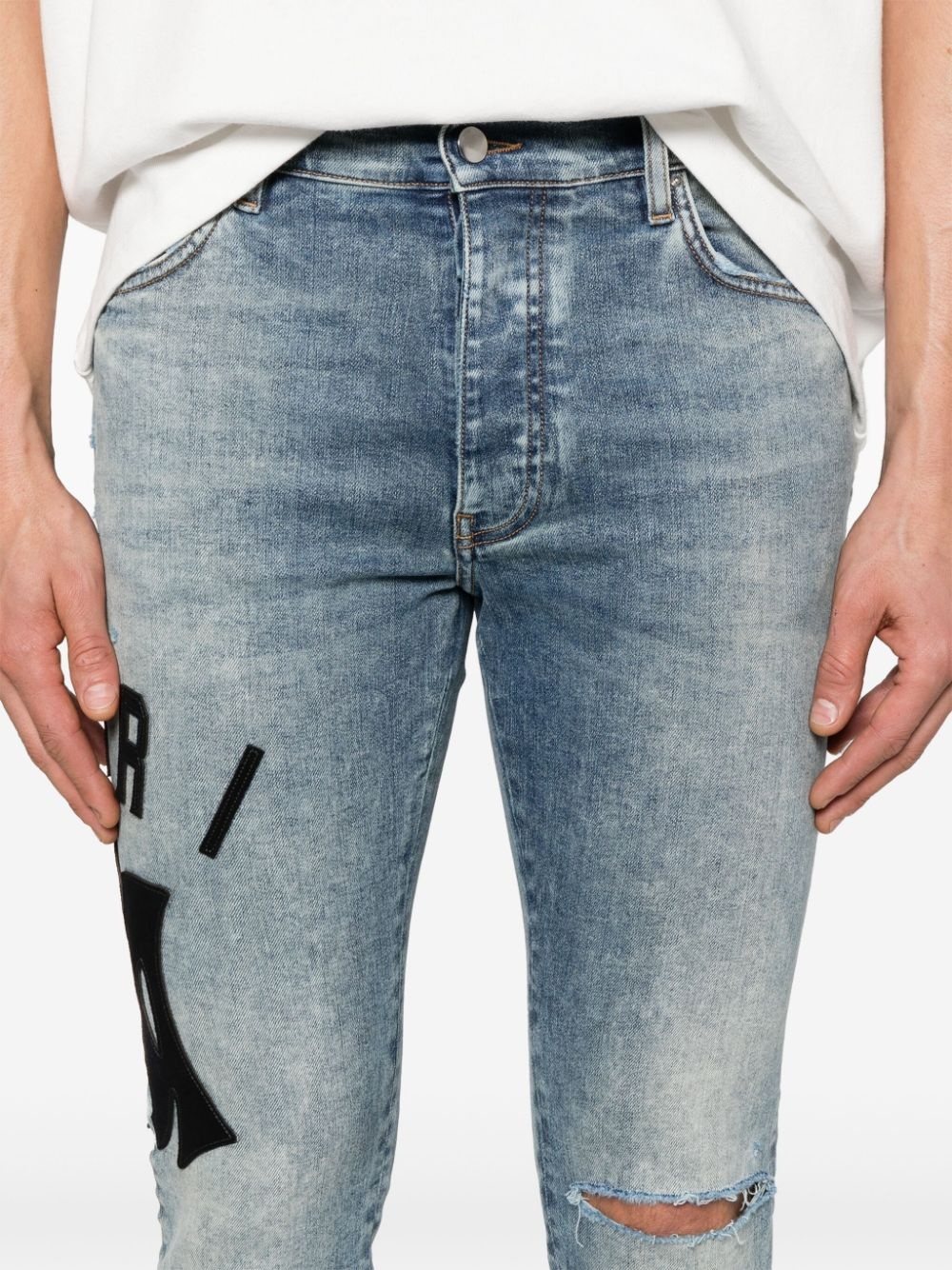 logo-appliqué skinny jeans - 5