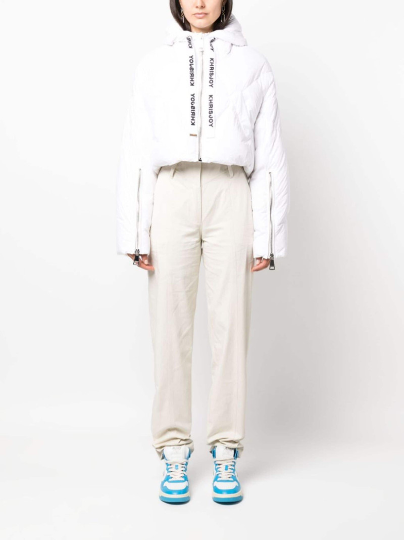 Khrisjoy logo-print drawstring down puffer jacket outlook