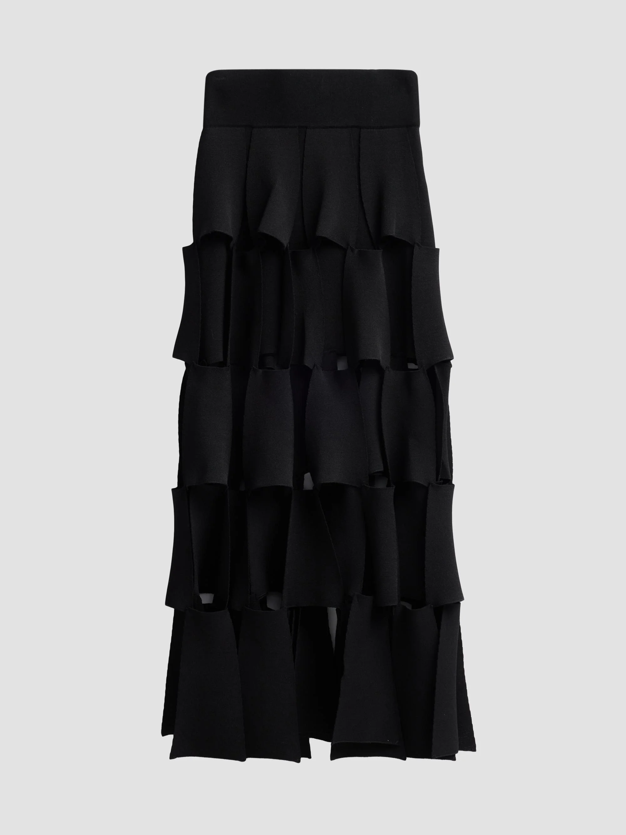 A. W.A. K.E. MODE Women's Knitted Multi-Trapeze Maxi Skirt - Black - 1