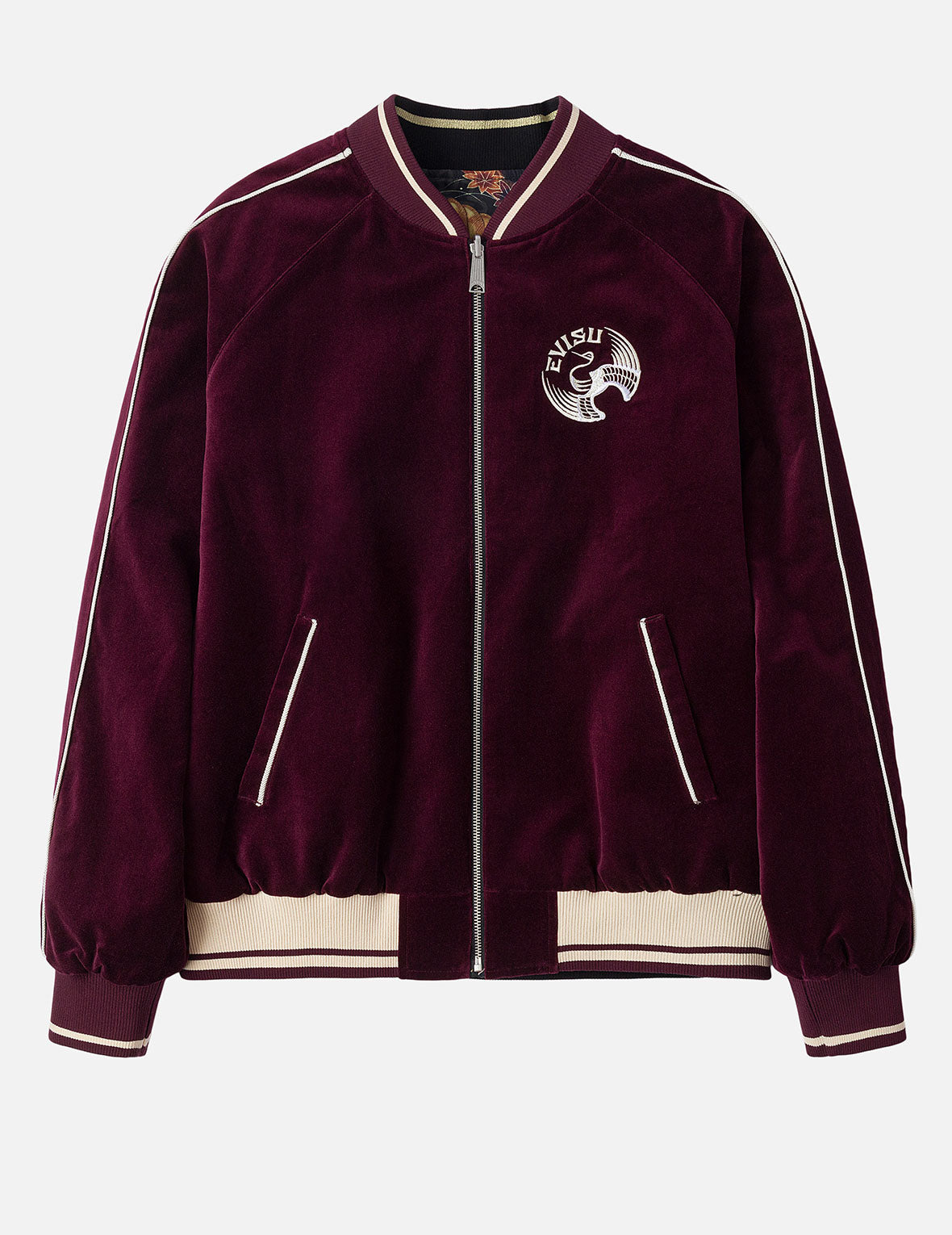 Crane and Logo Embroidery Regular Fit Reversible Bomber Jacket - 4