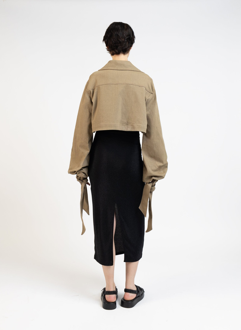 Elleme Denim Jacket with Maxi Sleeves/Khaki outlook