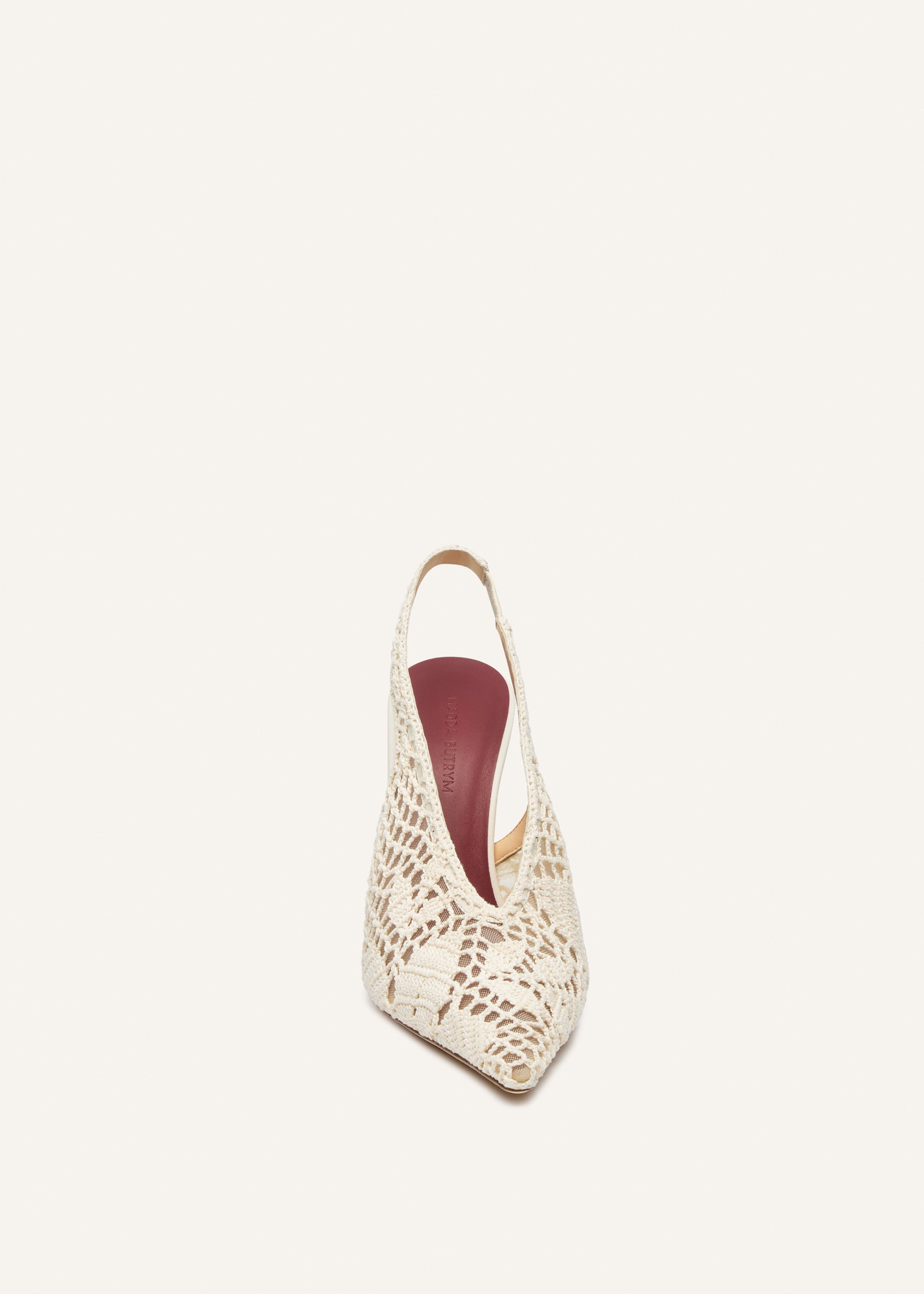 Slingback crochet heels in cream - 3