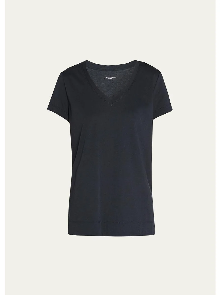 Modern V-Neck Short-Sleeve Cotton Jersey Tee - 1
