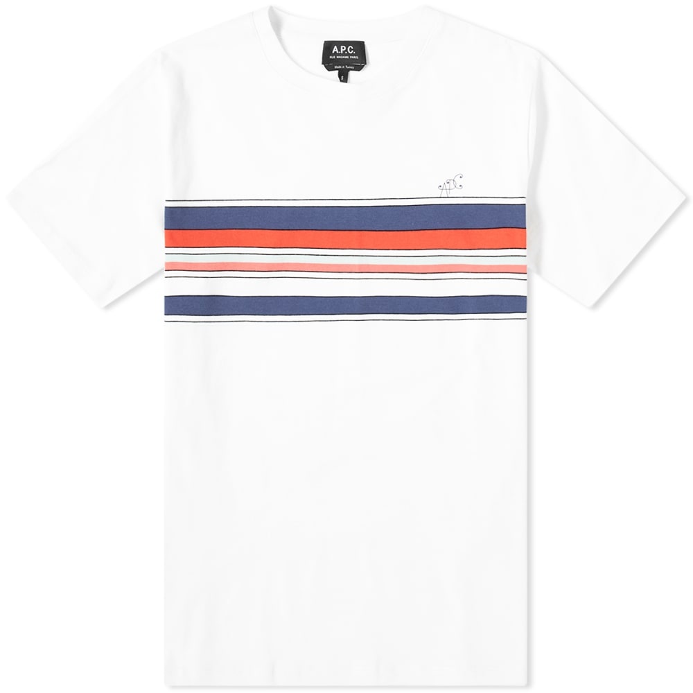 A.P.C. Gaston Stripe Logo Tee - 1