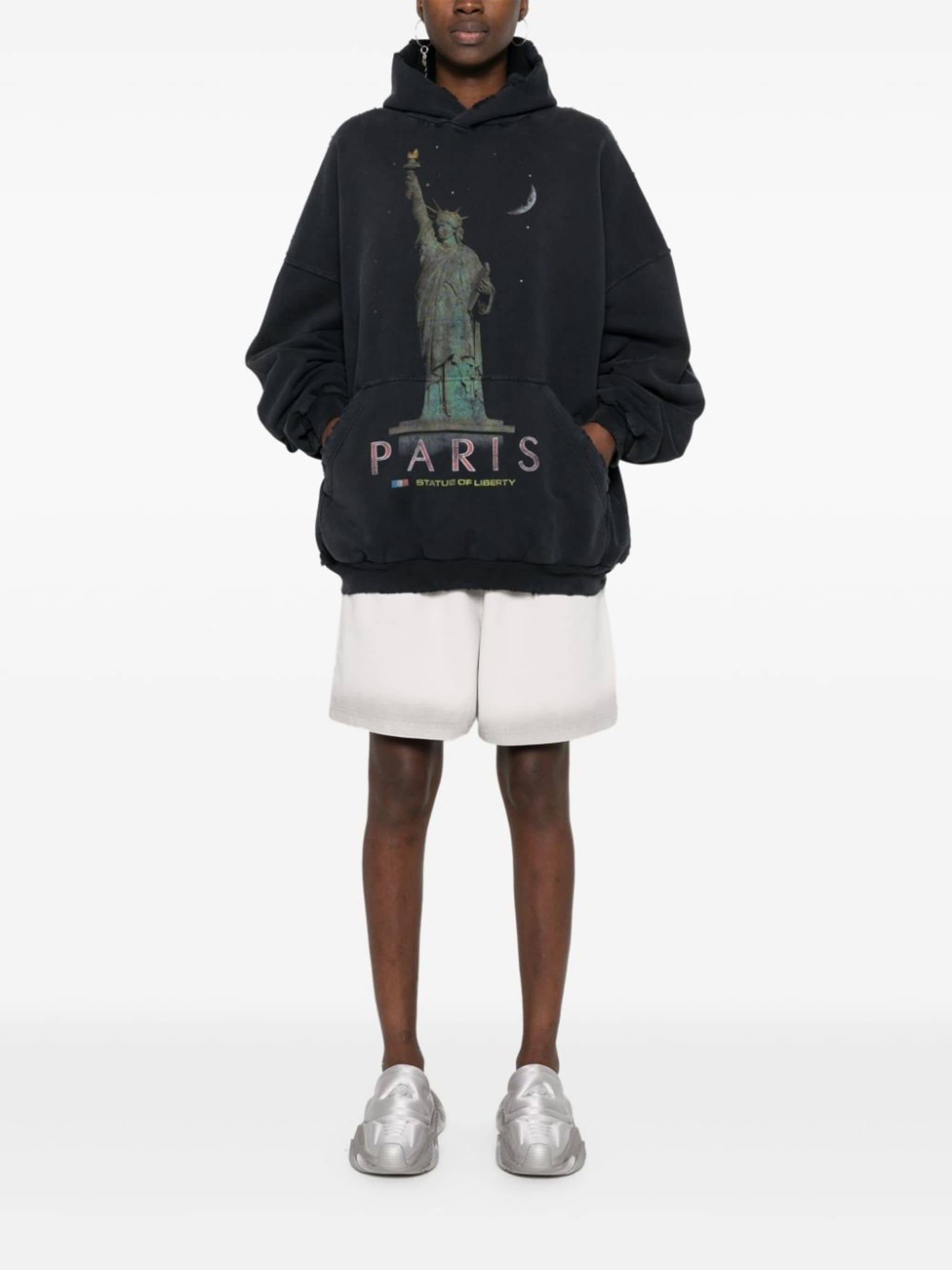 BALENCIAGA Paris Liberty distressed hoodie | REVERSIBLE