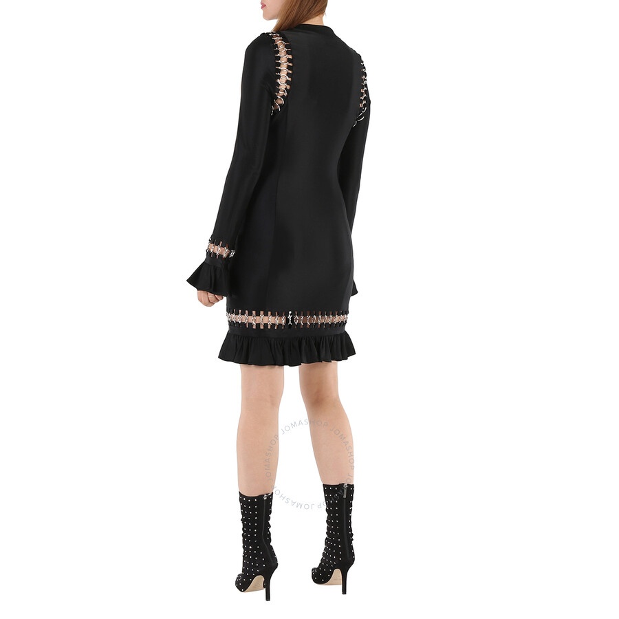 Burberry Ladies Black Ring Pierced Stretch Jersey Mini Dress - 2