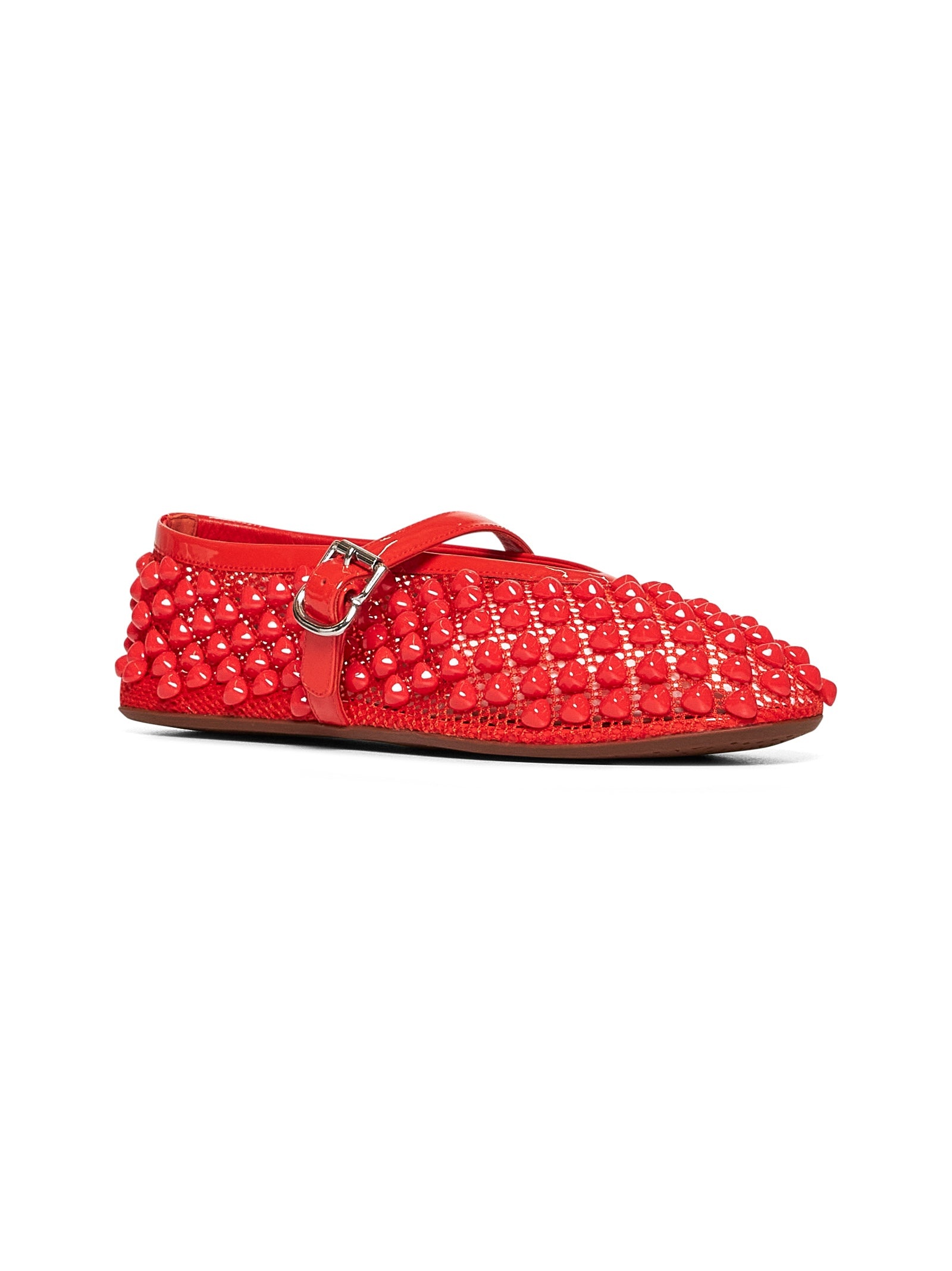 Orange studded mesh ballet flats - 2