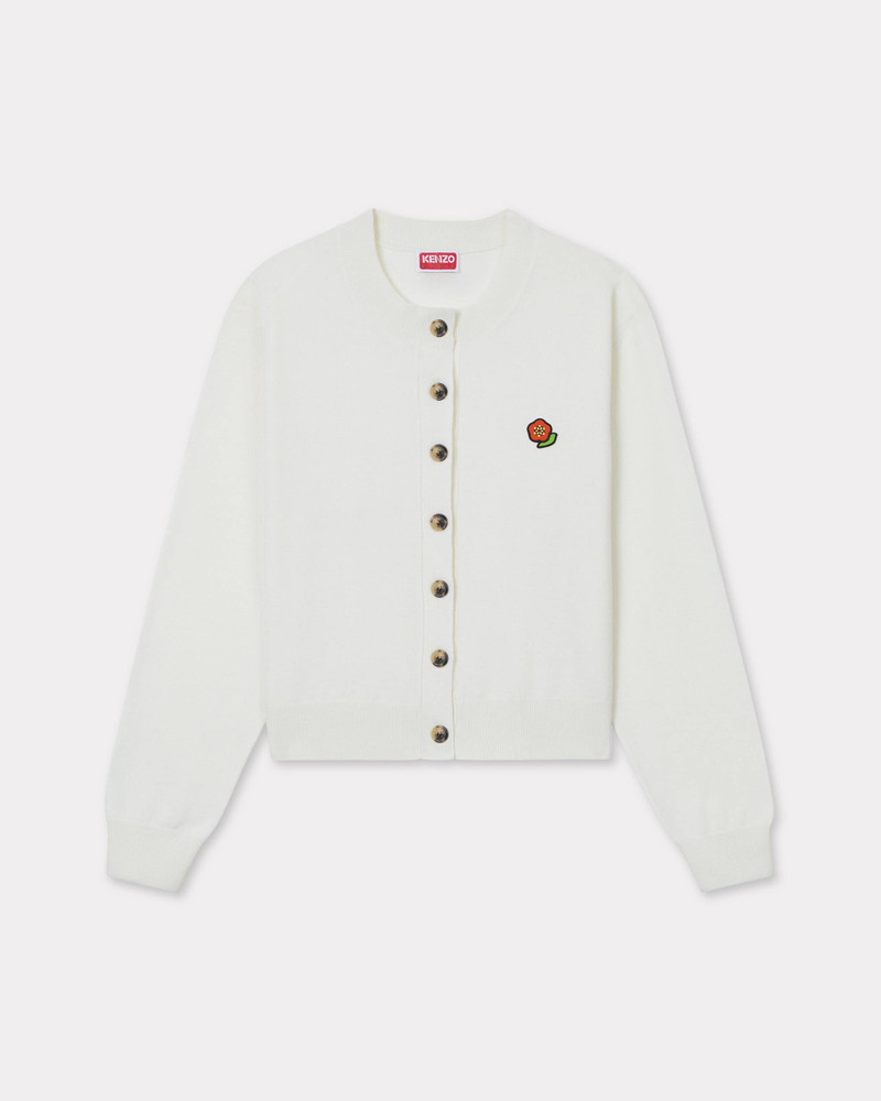'KENZO Pop' embroidered crewneck cardigan in merino wool - 1