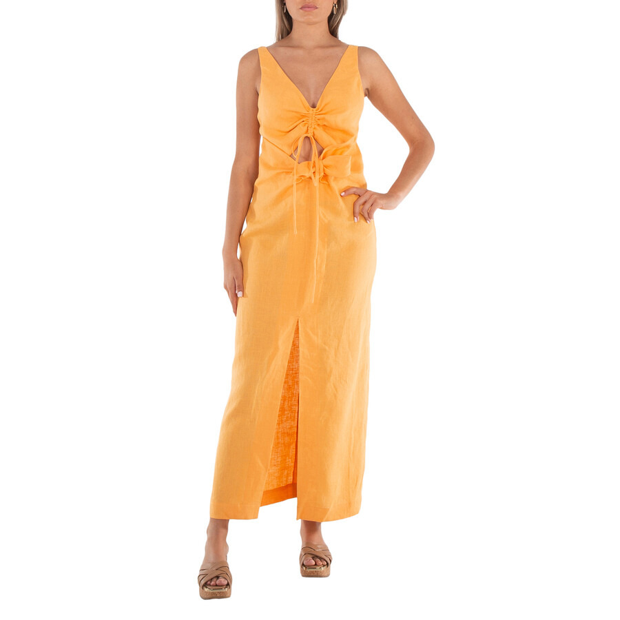 Nanushka Draped Linen Midi Dress - 4