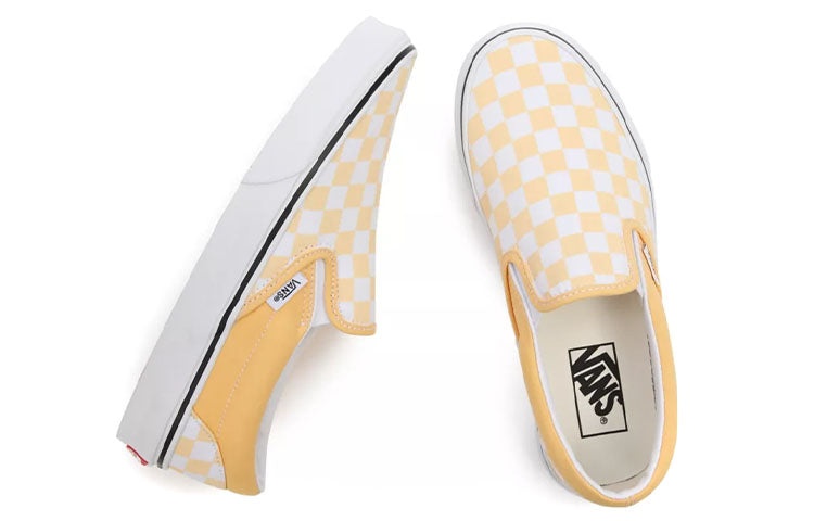 Vans Checkerboard Classic Slip-On Low-Top Sneakers White/Yellow VN000XG8AZV - 4