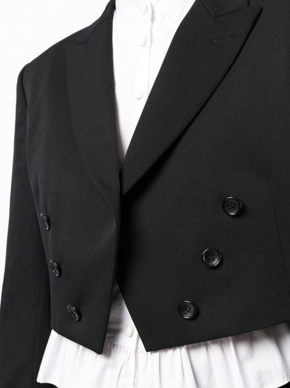 double-breasted cropped wool blazer - 5