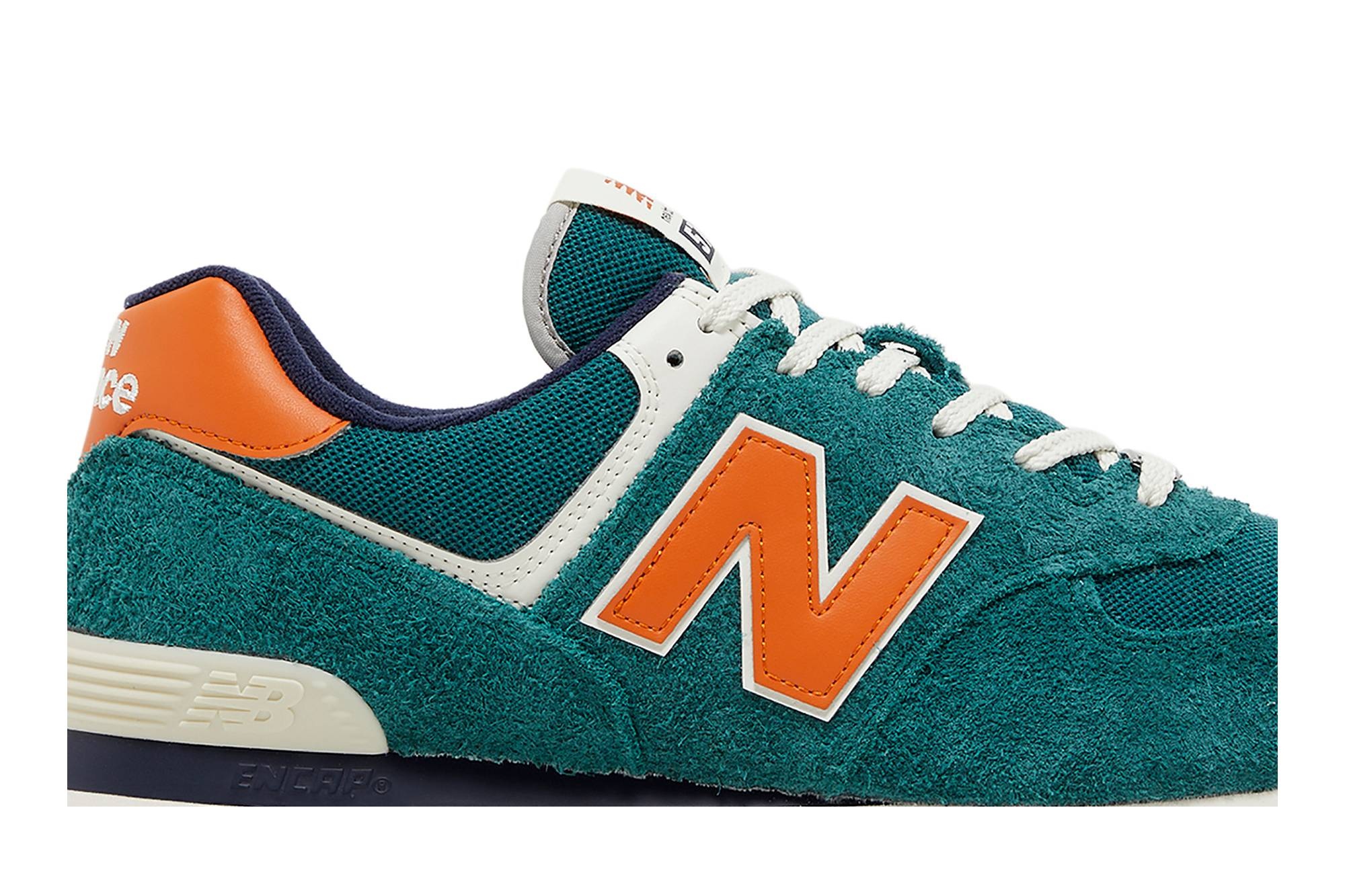 New Balance 574 Aqua Green Orange goat REVERSIBLE