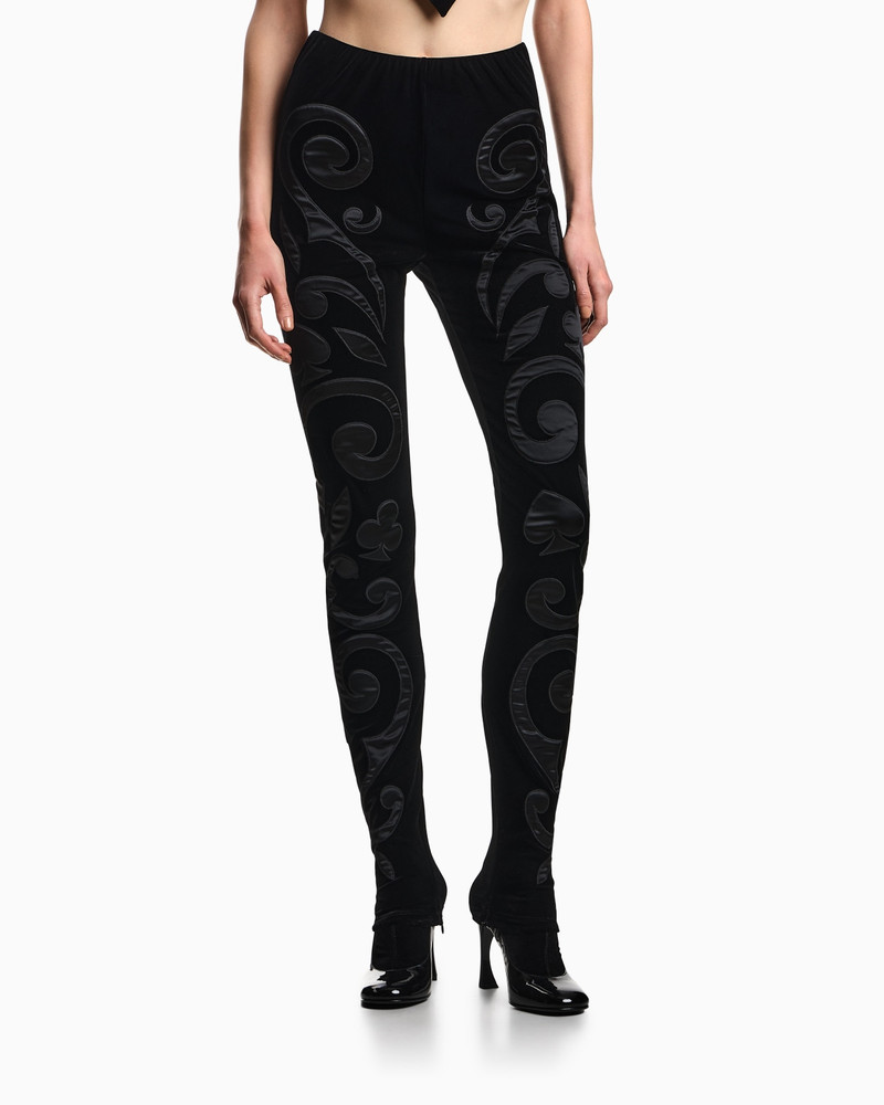 EMPORIO ARMANI CHENILLE JERSEY TROUSERS WITH INTARSIA EMBROIDERY outlook