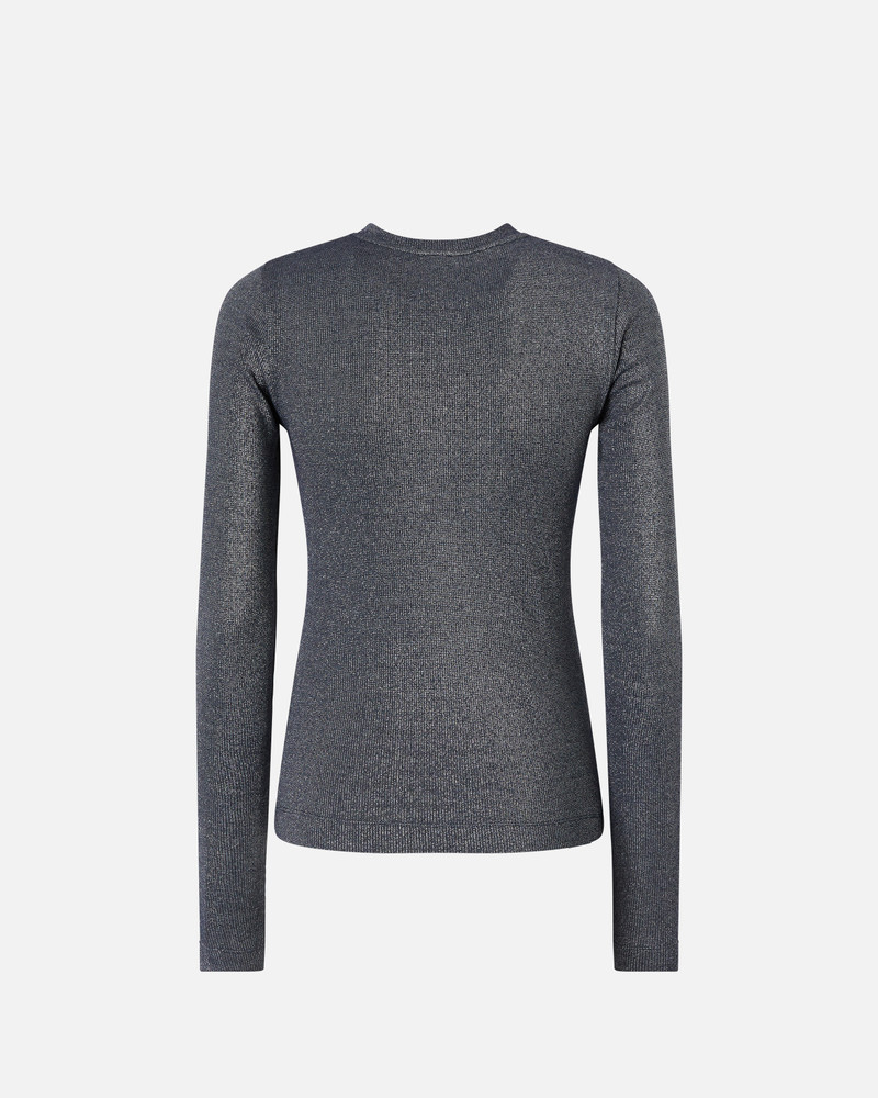 PINKO METALLIC RIBBED HENLEY SWEATER outlook