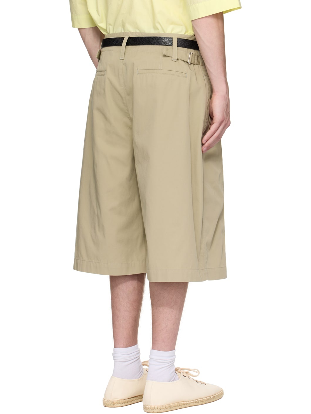 Khaki Maxi Pleated Bermuda Shorts - 3