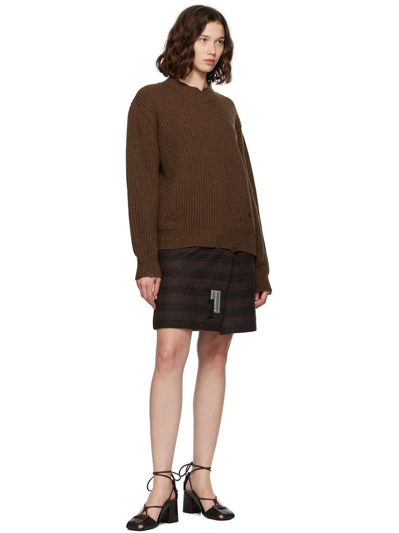 MM6 Maison Margiela Brown & Black Checked Wool Blend Miniskirt outlook
