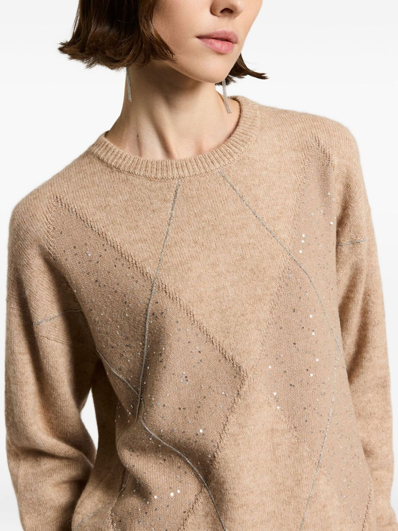 sequin-embellished diamond-pattern sweater 4