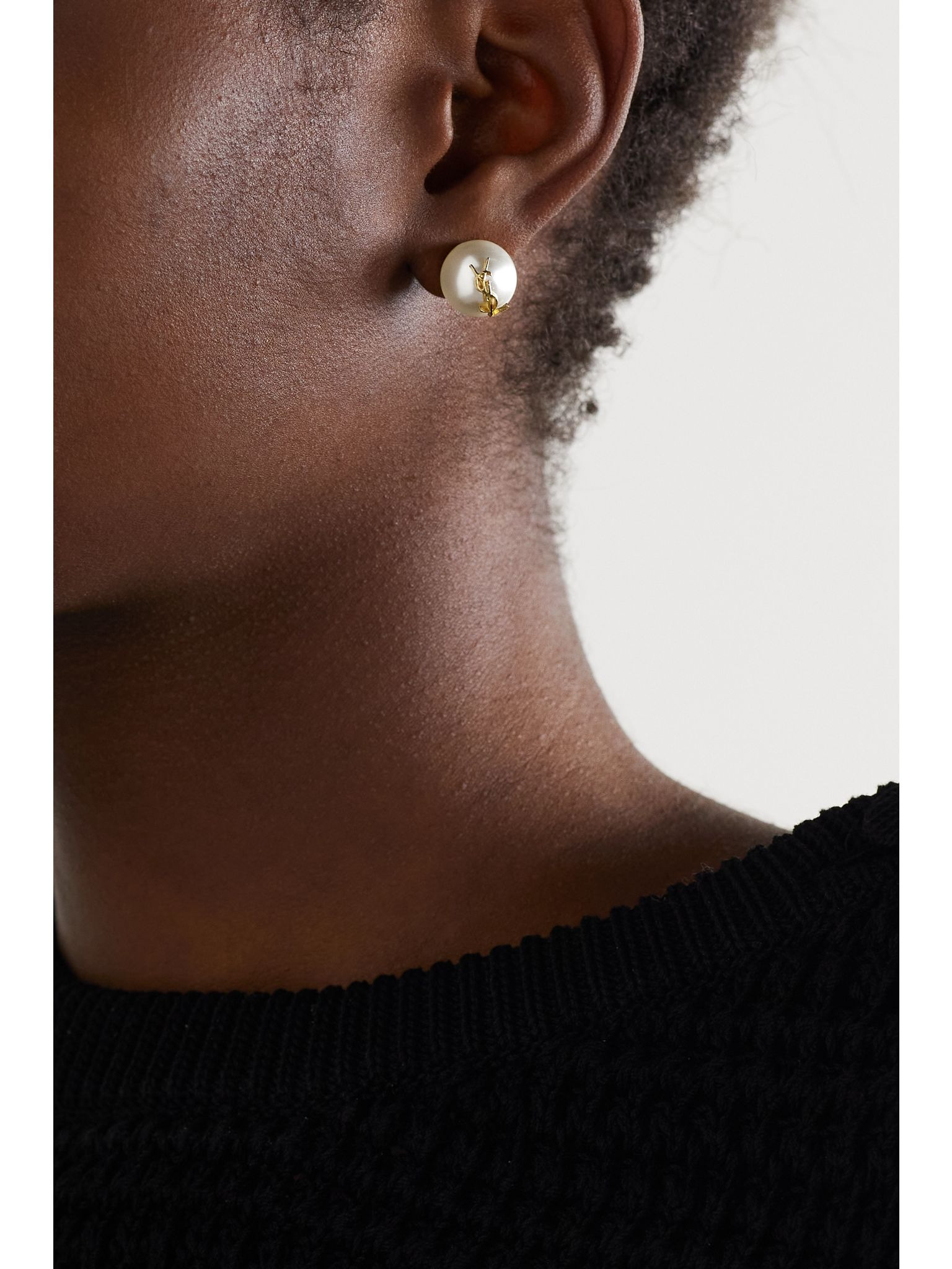 Gold-tone faux pearl earrings Gold - 2