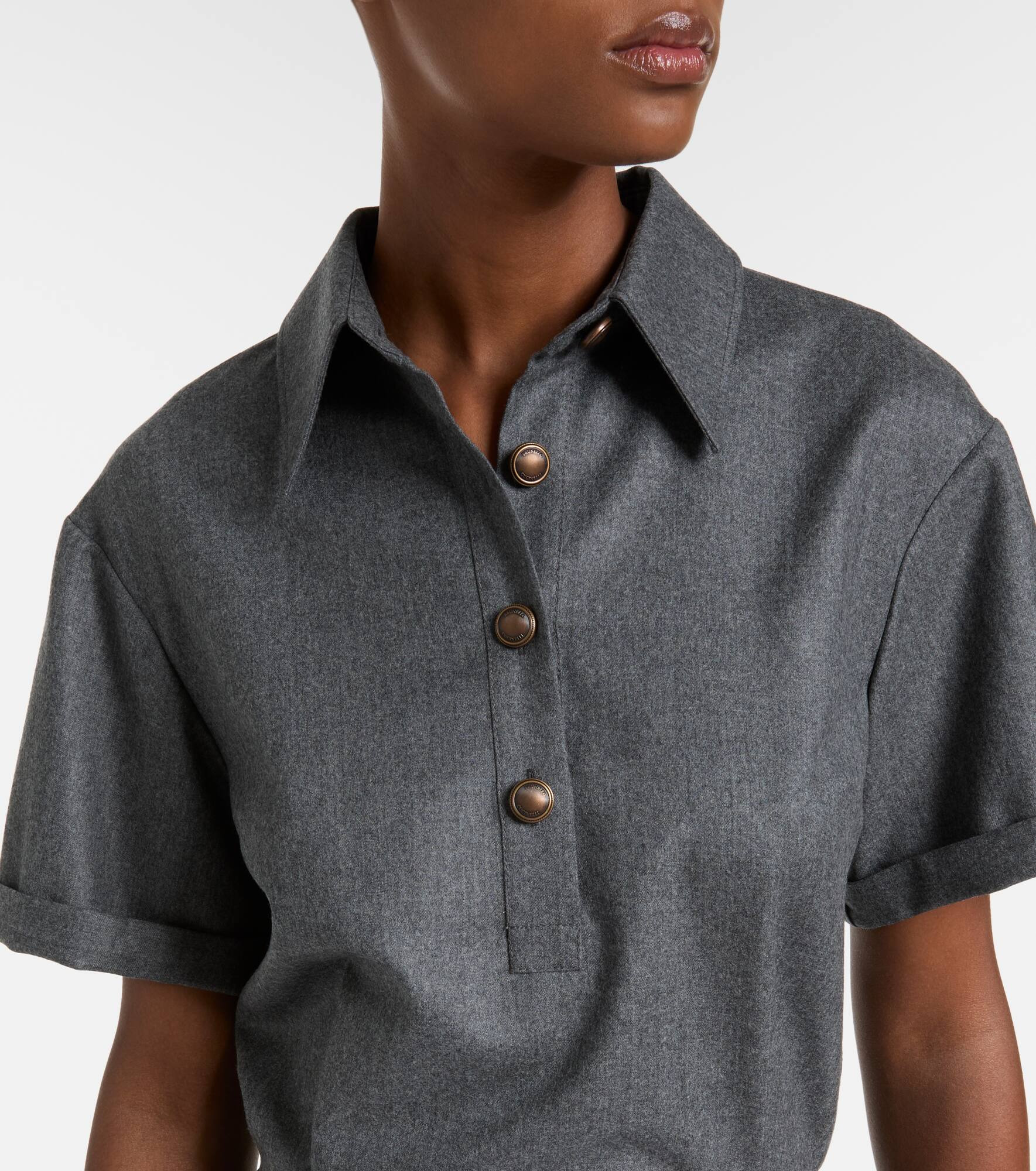 Virgin wool shirt dress - 4
