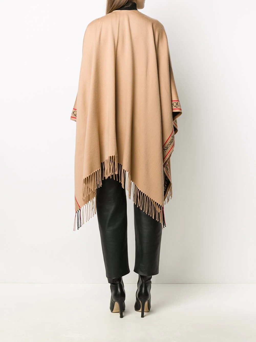 logo band fringed scarf - 4