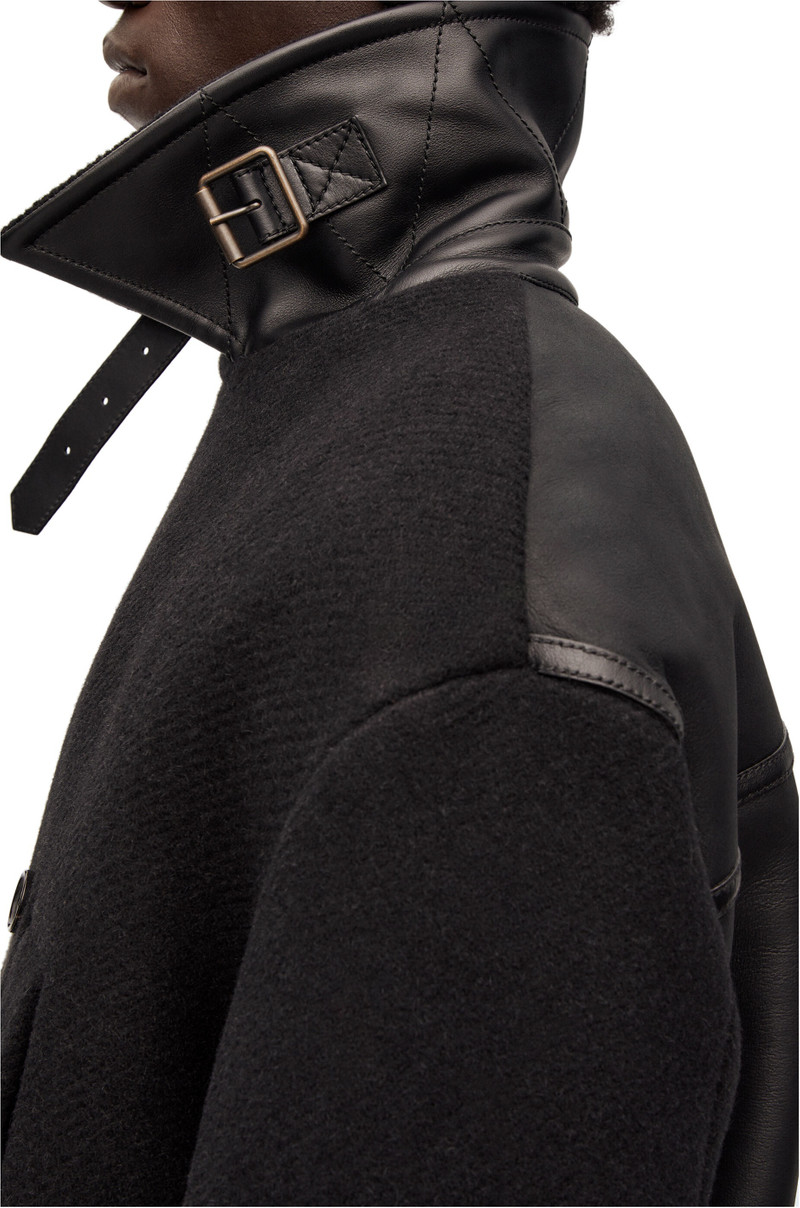 Relaxed peacoat in wool and shearling 5