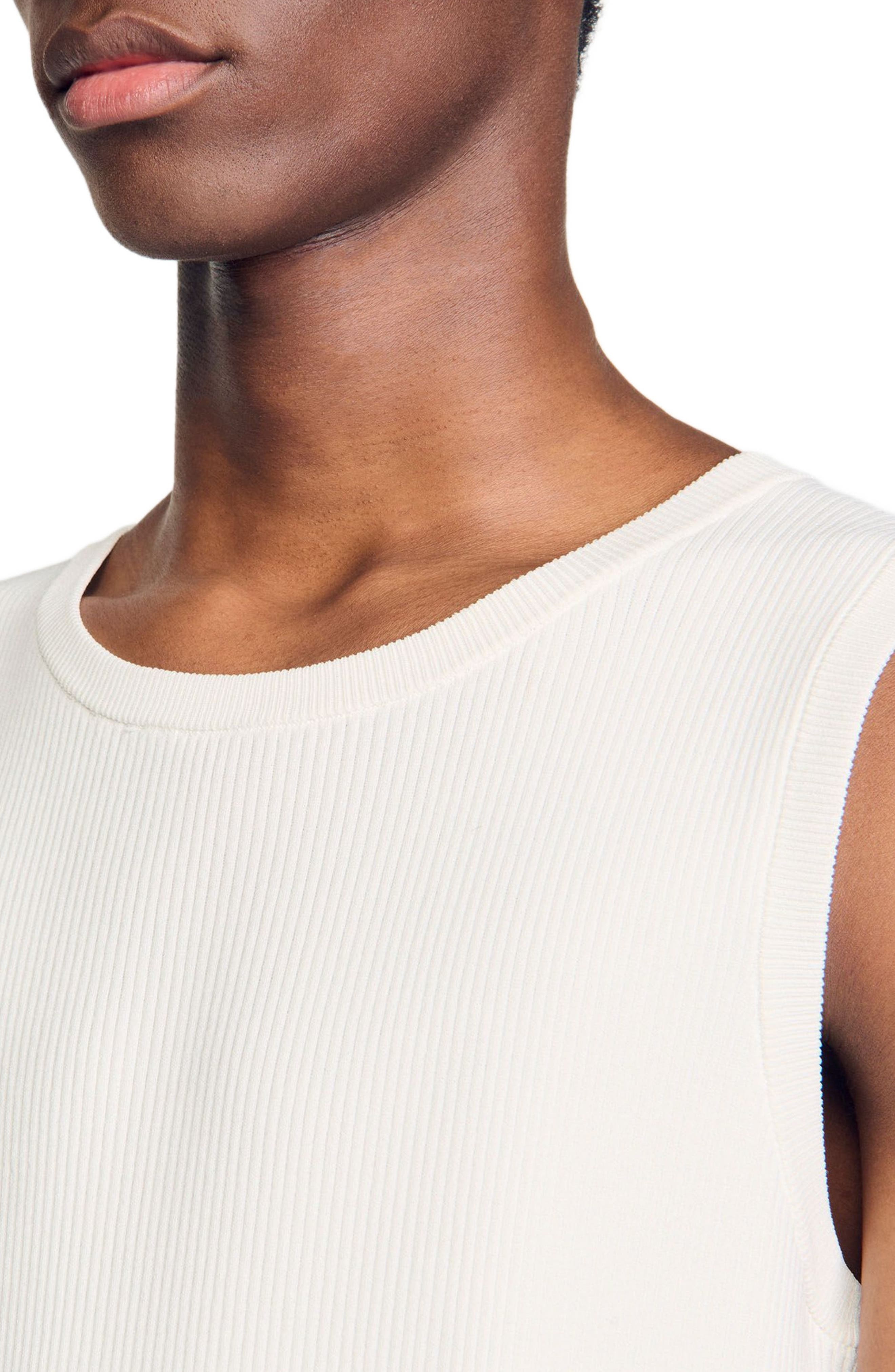 SANDRO Rib knit vest top in Optic White at Nordstrom - 3