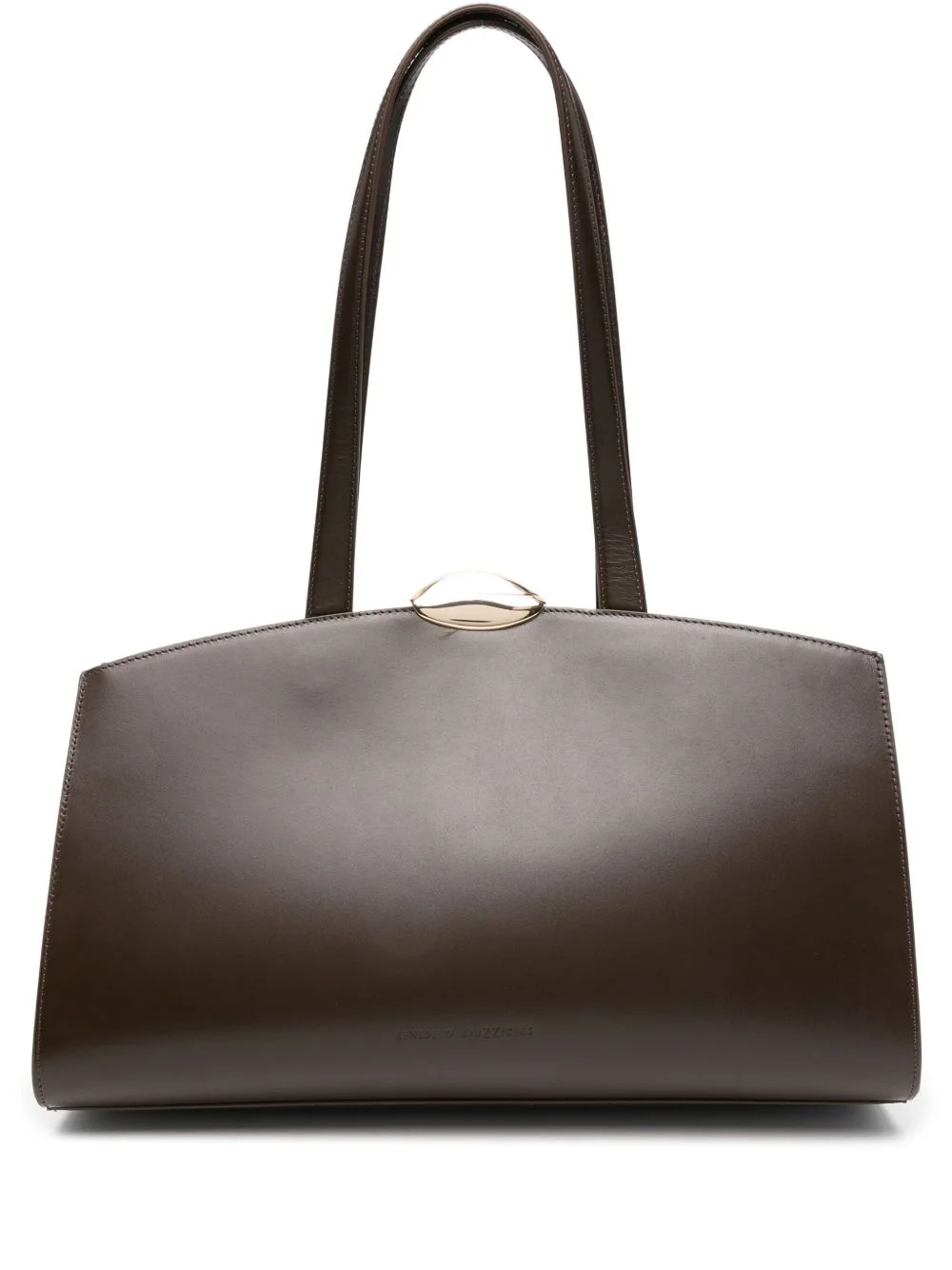 curved-top leather shoulder bag - 1