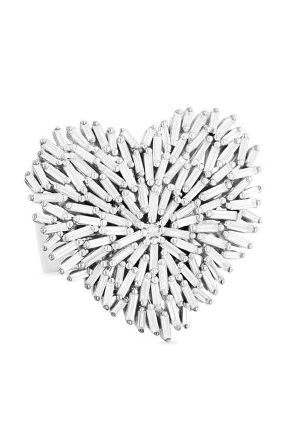 Large White Gold Heart Ring - 1