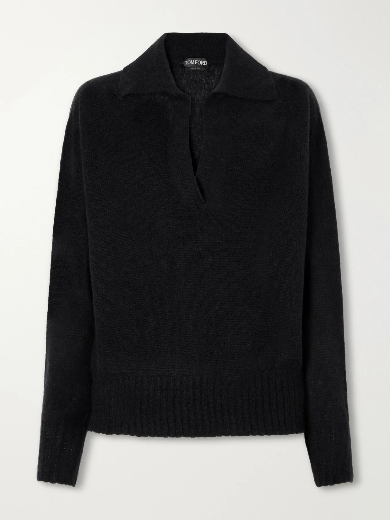 TOM FORD Ribbed Cashmere And Silk-blend Knitted Polo Shirt