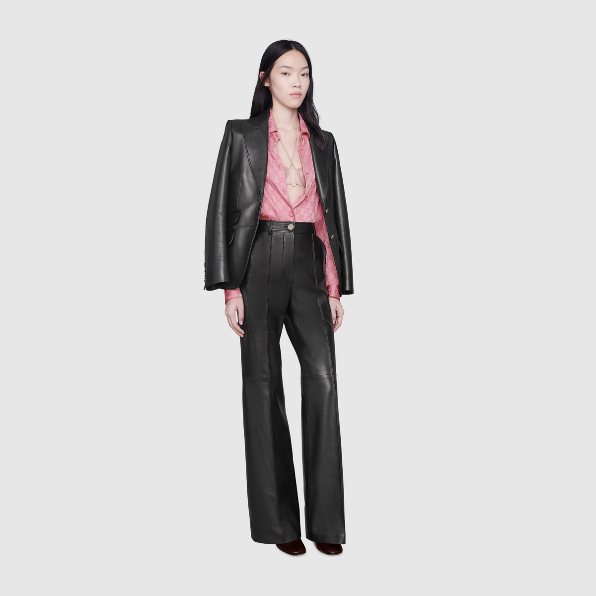 Plongé leather flare pant - 2