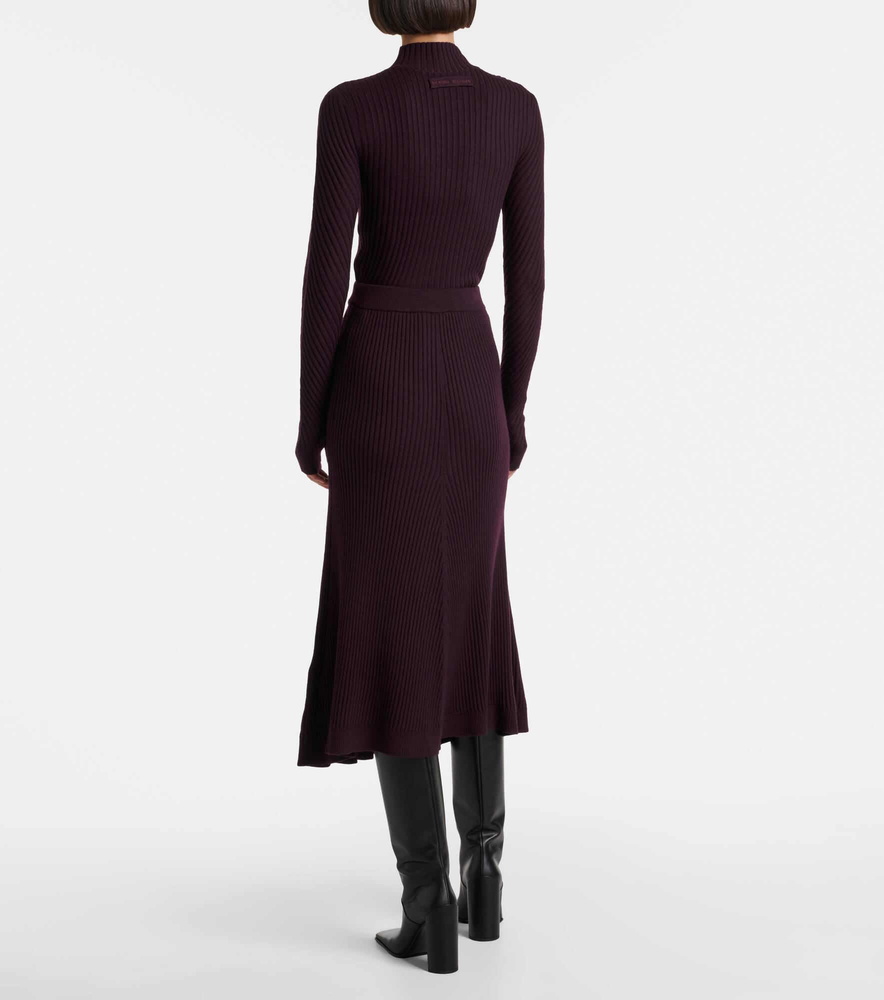Ribbed-knit wool midi skirt - 3