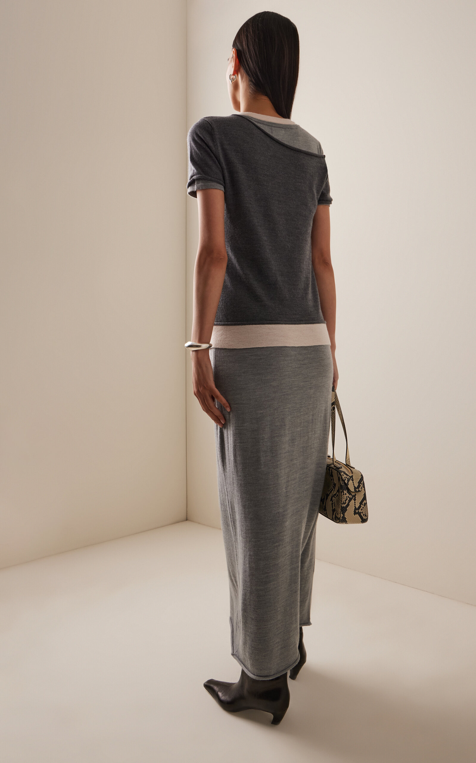 Lyric Layered Wool-Blend Jersey Dress grey - 4