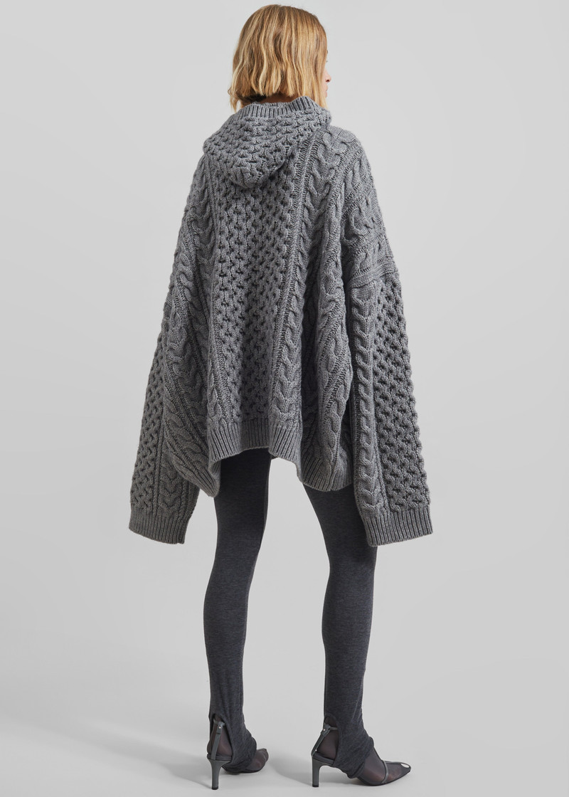 Adare Braided Knit Hoodie - Grey 10