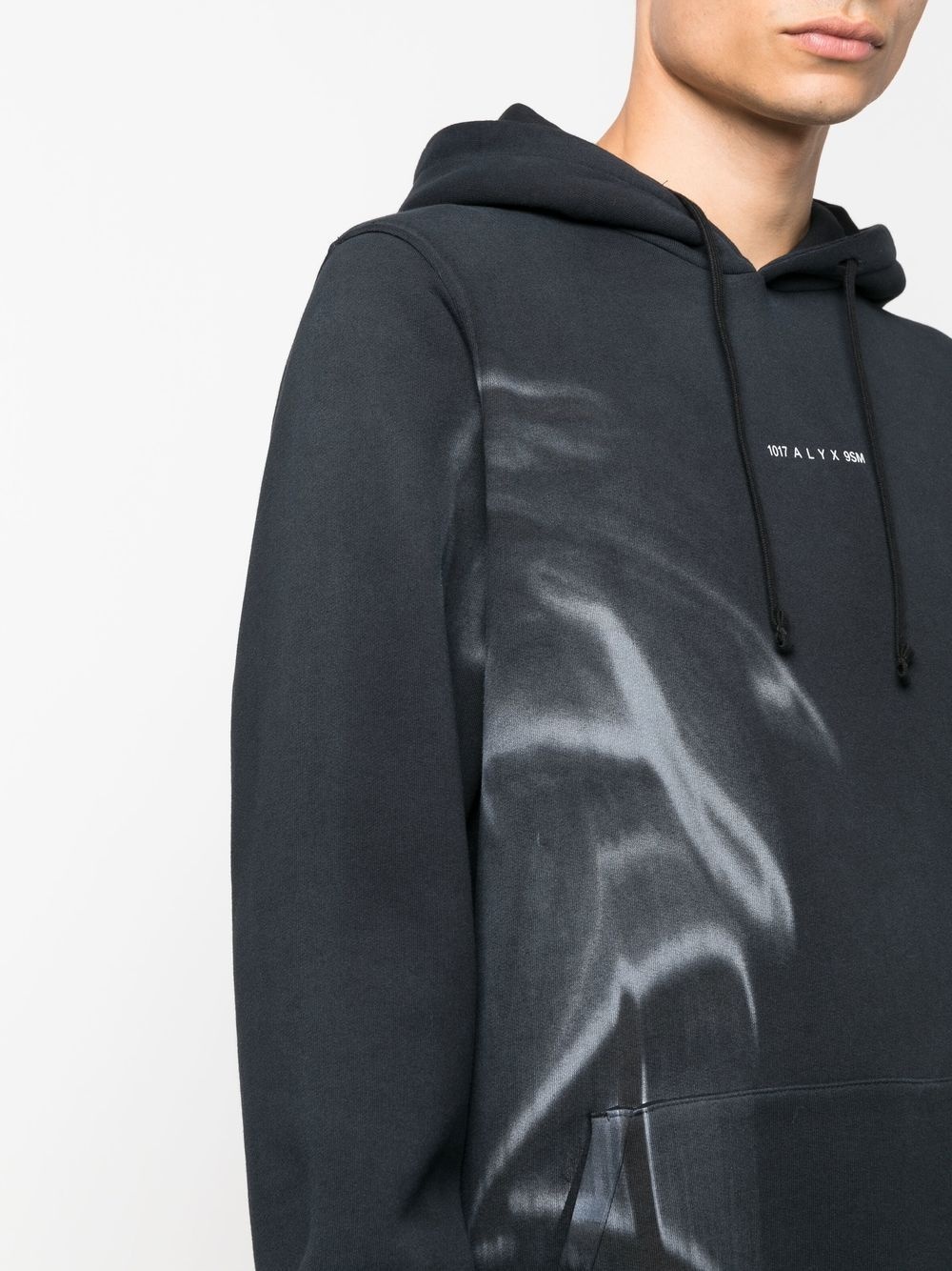 smoke-print drawstring hoodie - 6