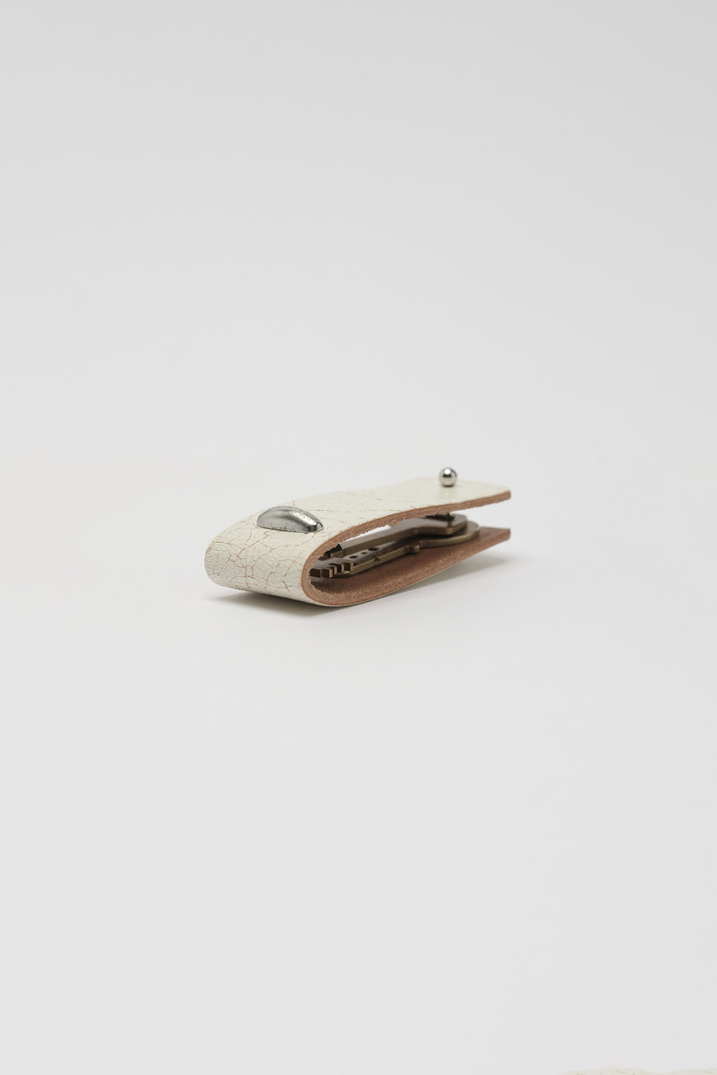 Our Legacy Pierced Key Holder Off White Cracked Leather outlook