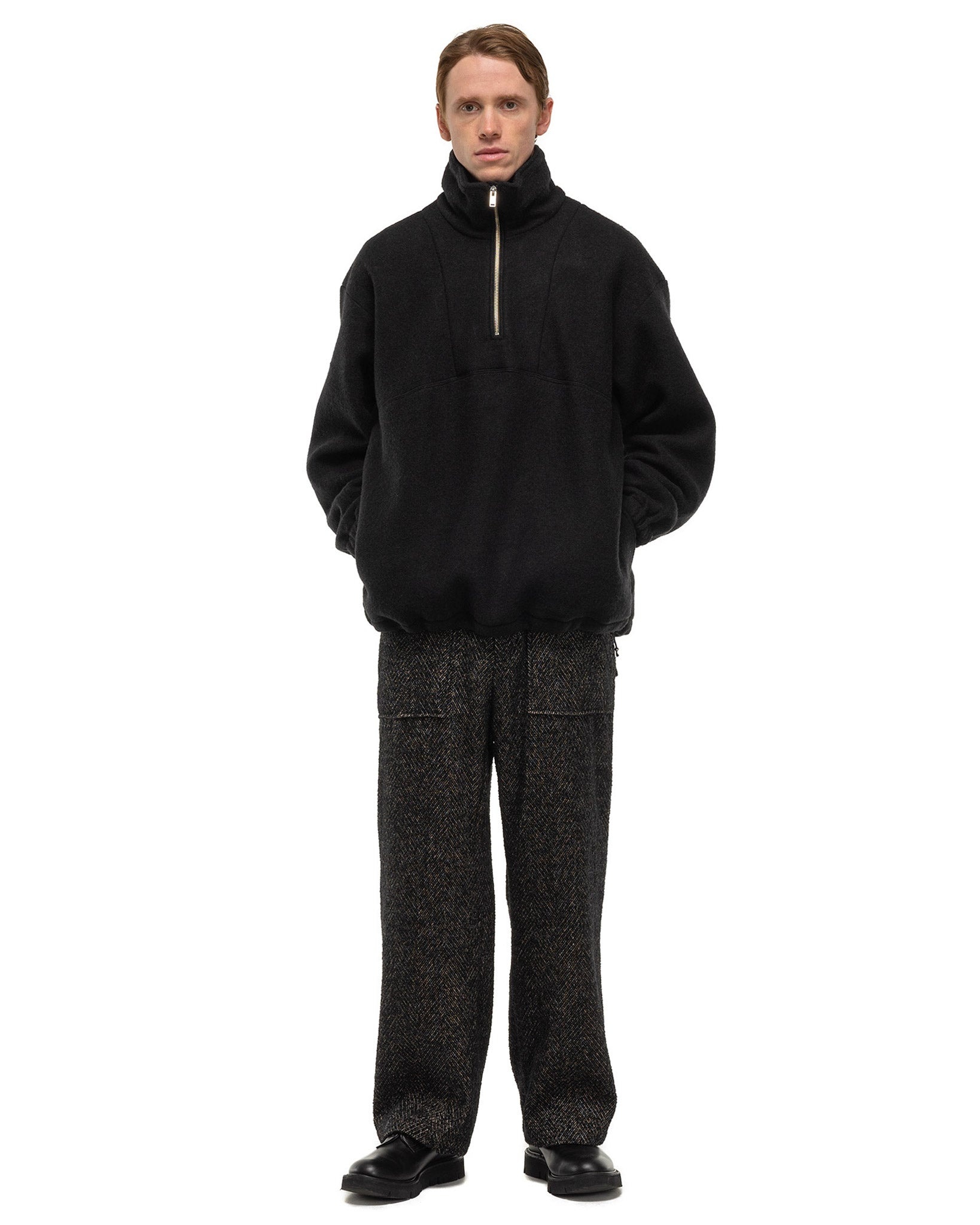 YOKE Wool Fleece Half Zip Pullover Black | havenshop | REVERSIBLE