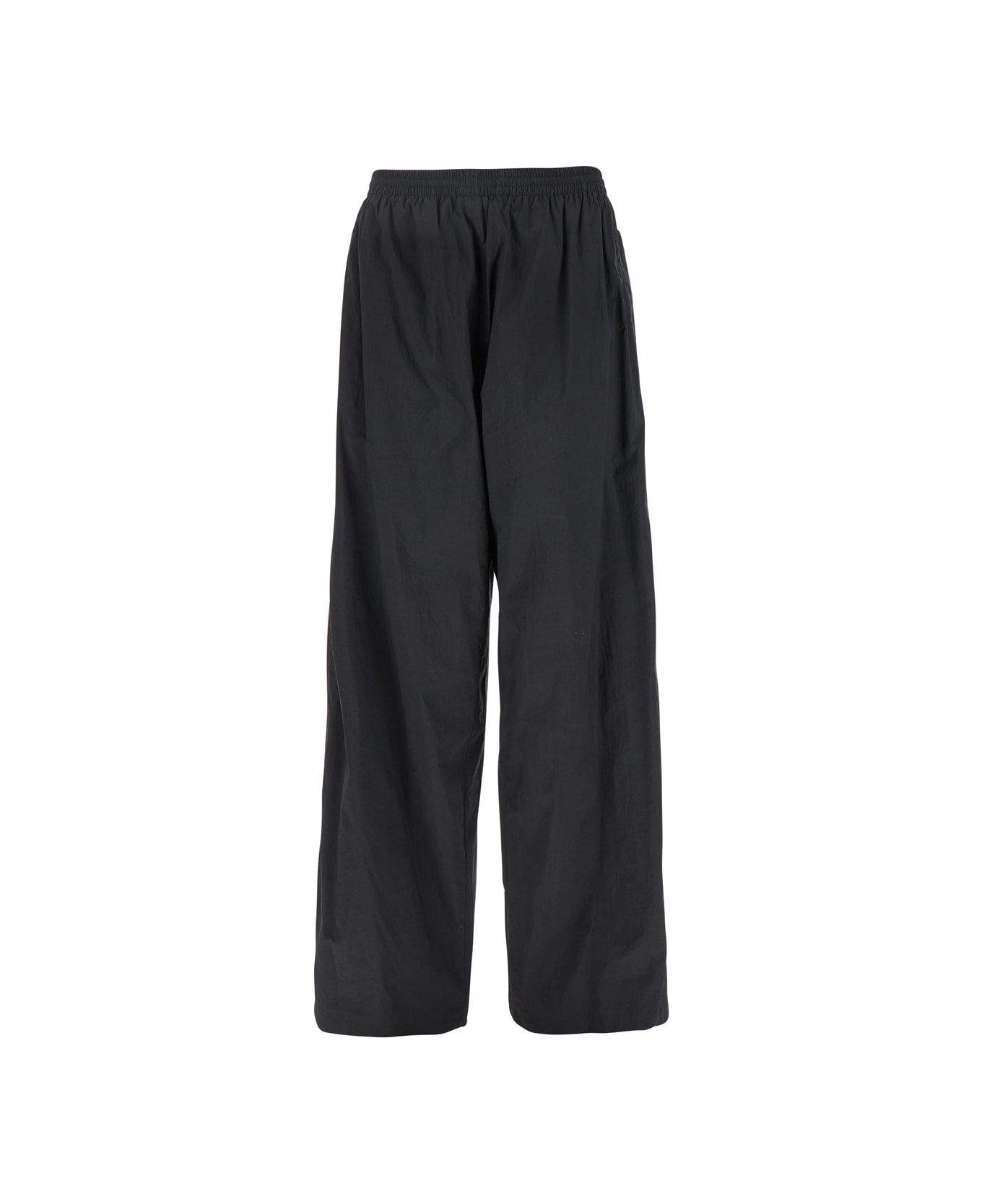 Black Pants With Elastic Drawstring And Side Band With Logo Lettering In Tech Fabric Man - 1