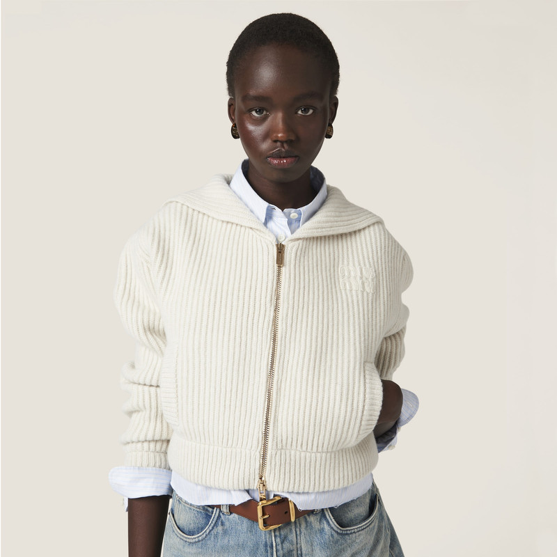 Miu Miu Wool and cashmere knit cardigan outlook