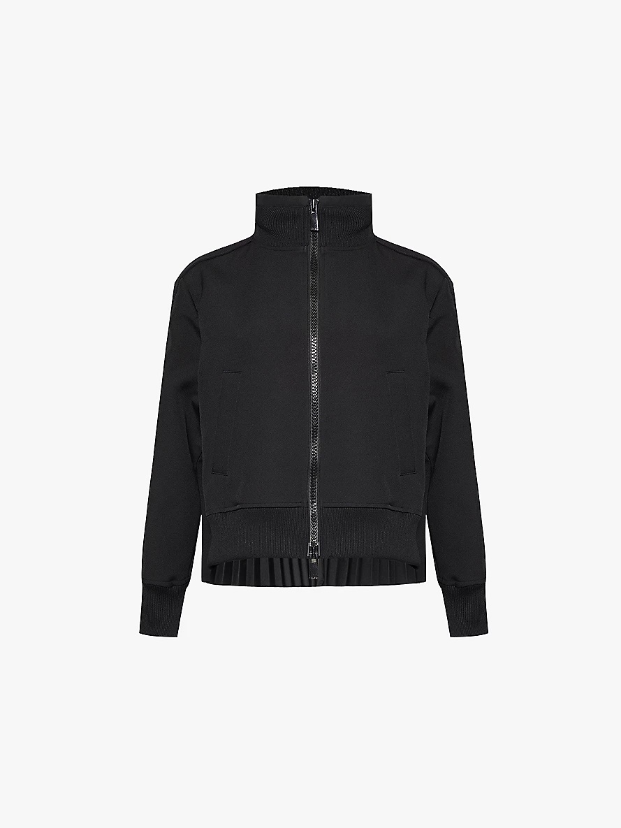 Zip-front pleated-panel woven track jacket - 1