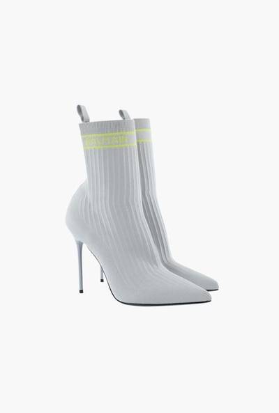 Balmain Gray and lime green stretch knit Skye ankle boots outlook