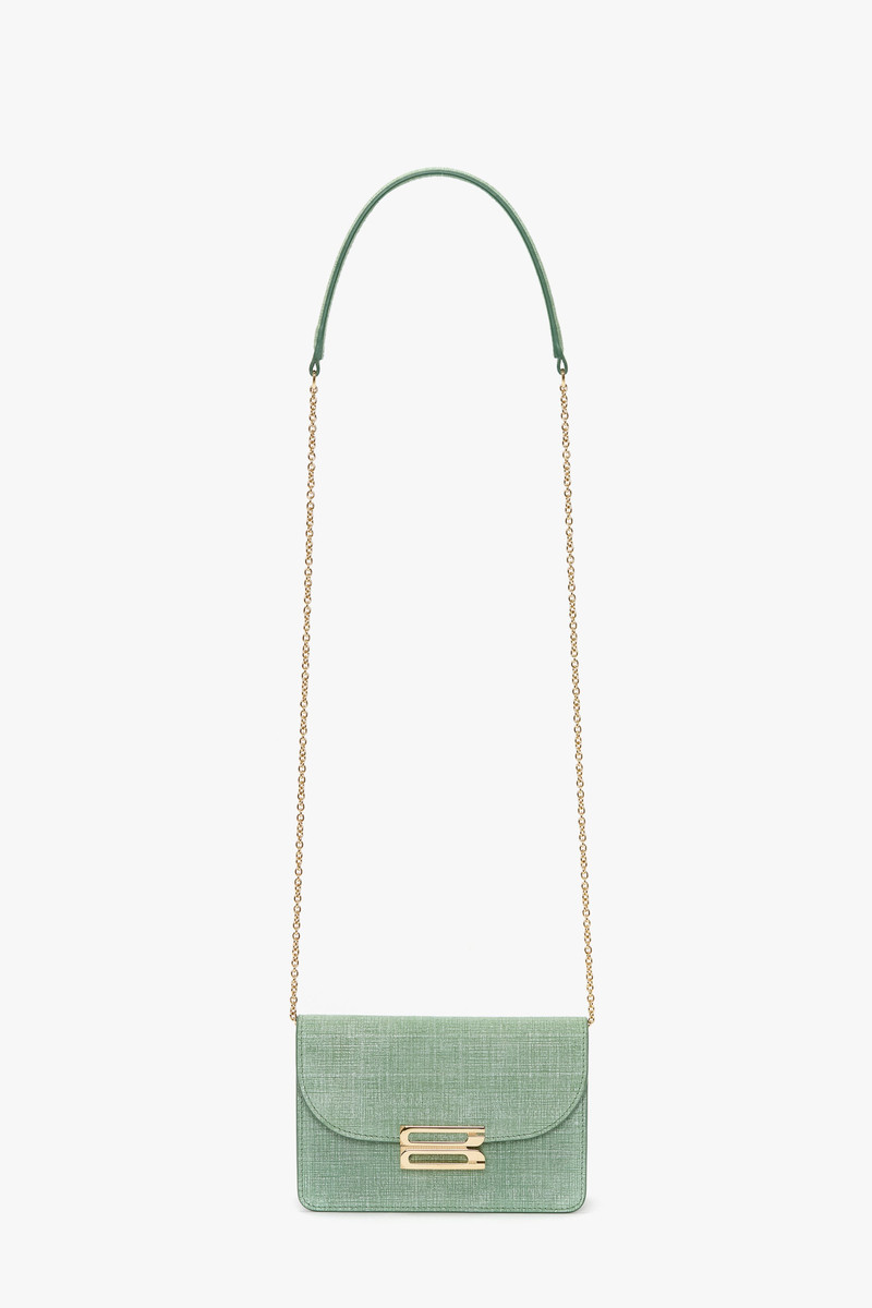 Nano Dorian Bag With Chain In Light Green Chambray Effect Suede 1