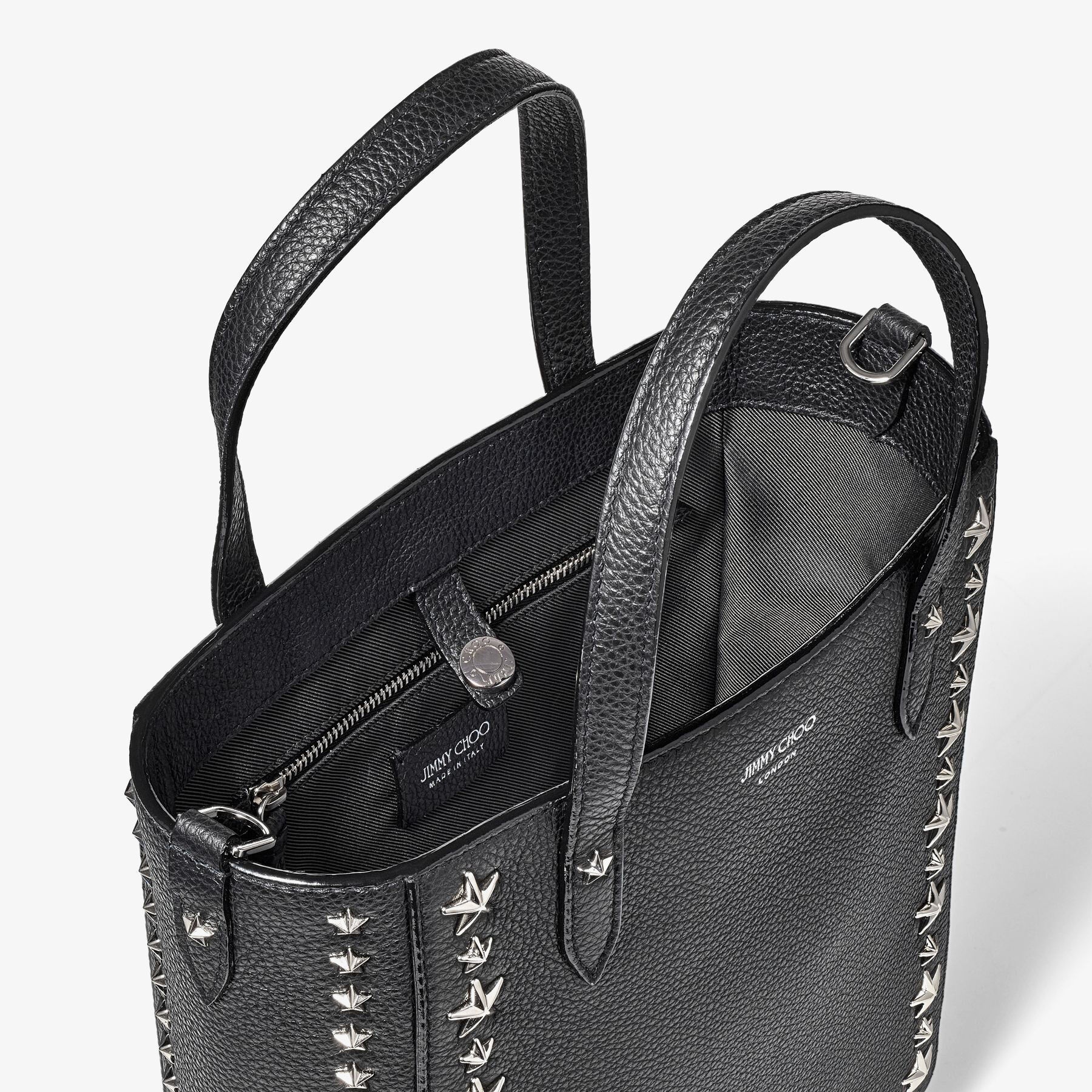 JIMMY CHOO Pegasi N/S Black Soft Grainy Calf Leather Tote
