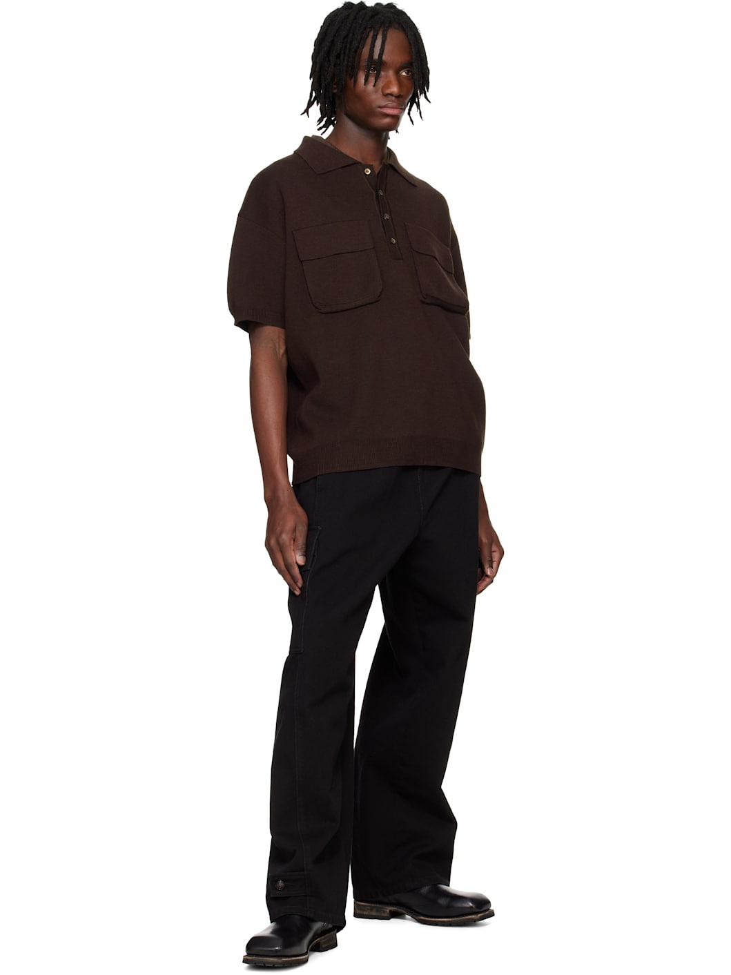 Brown Knitted Polo - 4